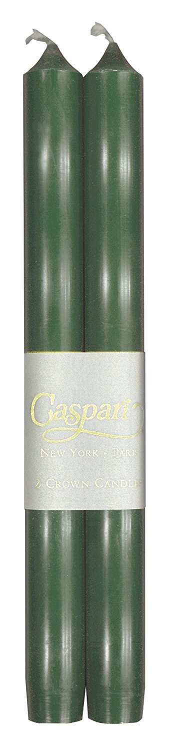 Premium Caspari 10-Inch Taper Candles - Dripless, Smokeless & Unscented, Set of 2 in Hunter Green - Perfect for Dining Tables, Weddings & Holiday Decor