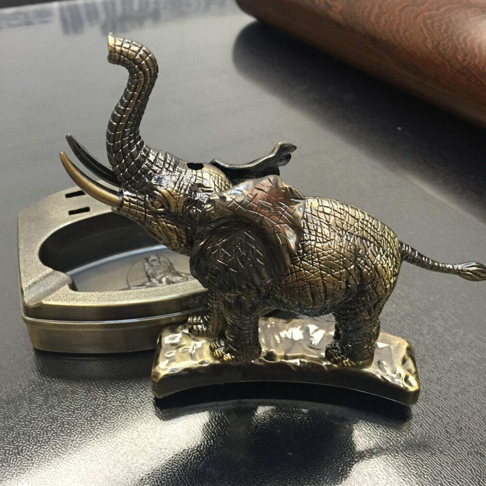 Refillable Butane Table Lighter with Elephant Design - Cigar & Cigarette Lighter with Built-in Ashtray - Perfect for Smoking Accessories, Home Decor, and Gift Ideas