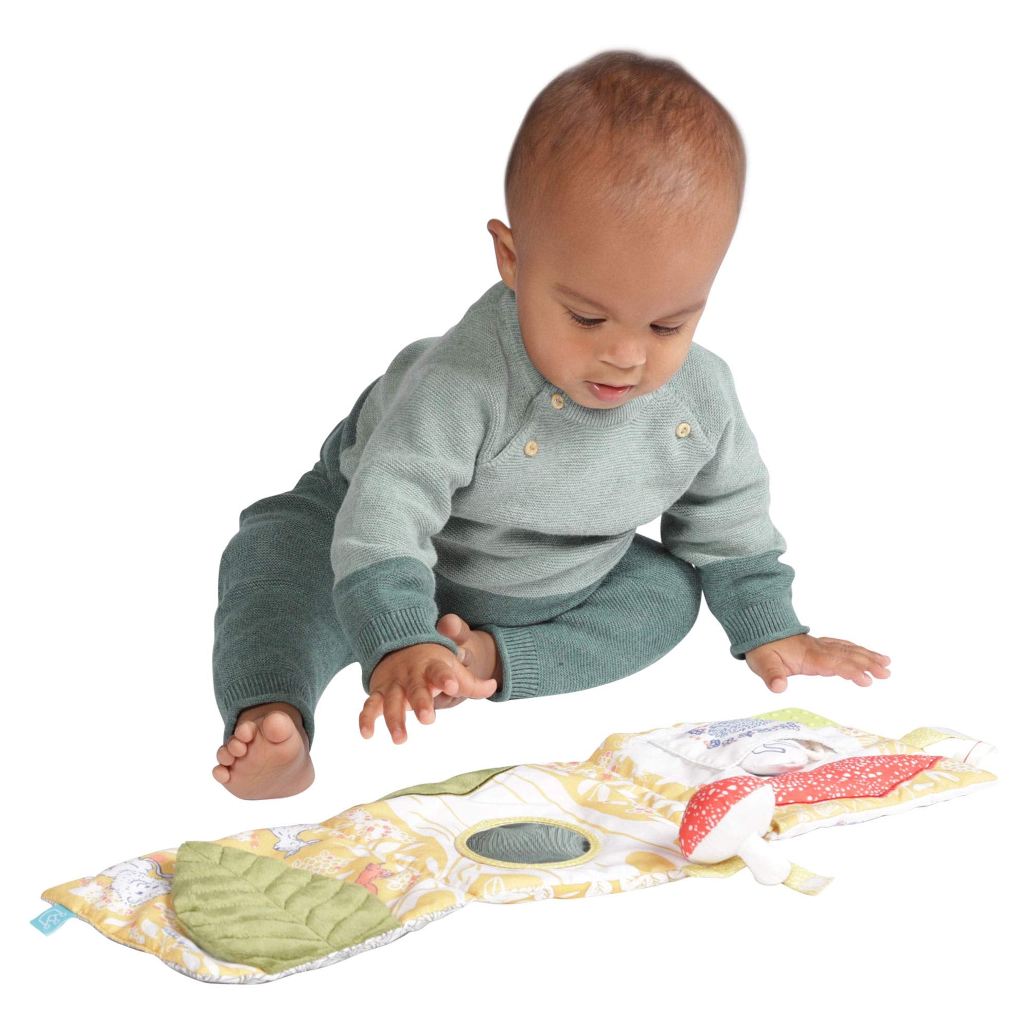 Deer One Soft Activity Crinkle Book & Fold Out Play Mat - Interactive Sensory Toy for Babies & Toddlers - Perfect for Tummy Time, Learning & Play at Home or Travel