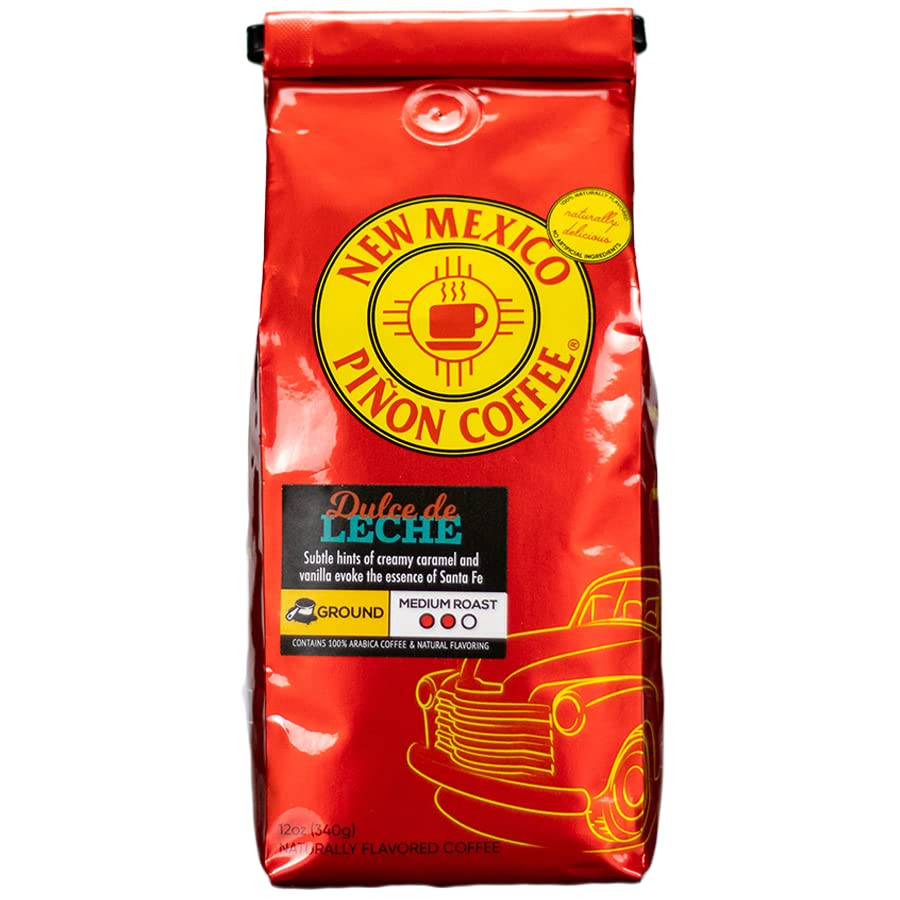 Premium New Mexico Piñon Coffee - Dulce De Leche Flavored Ground Coffee, 12oz | Naturally Flavored Southwest Style Coffee for Home Brewing, Office & Gift Giving