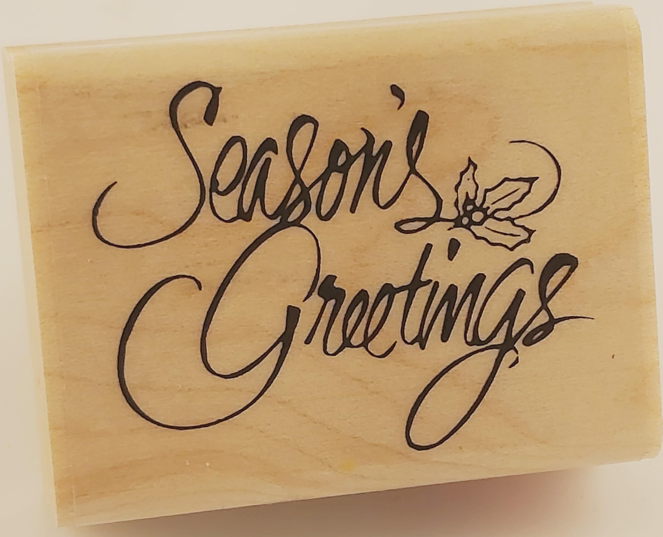 Christmas Rubber Stamp Set - Seasons Greetings Holiday Stamps for DIY Cards, Gift Wrapping & Scrapbooking