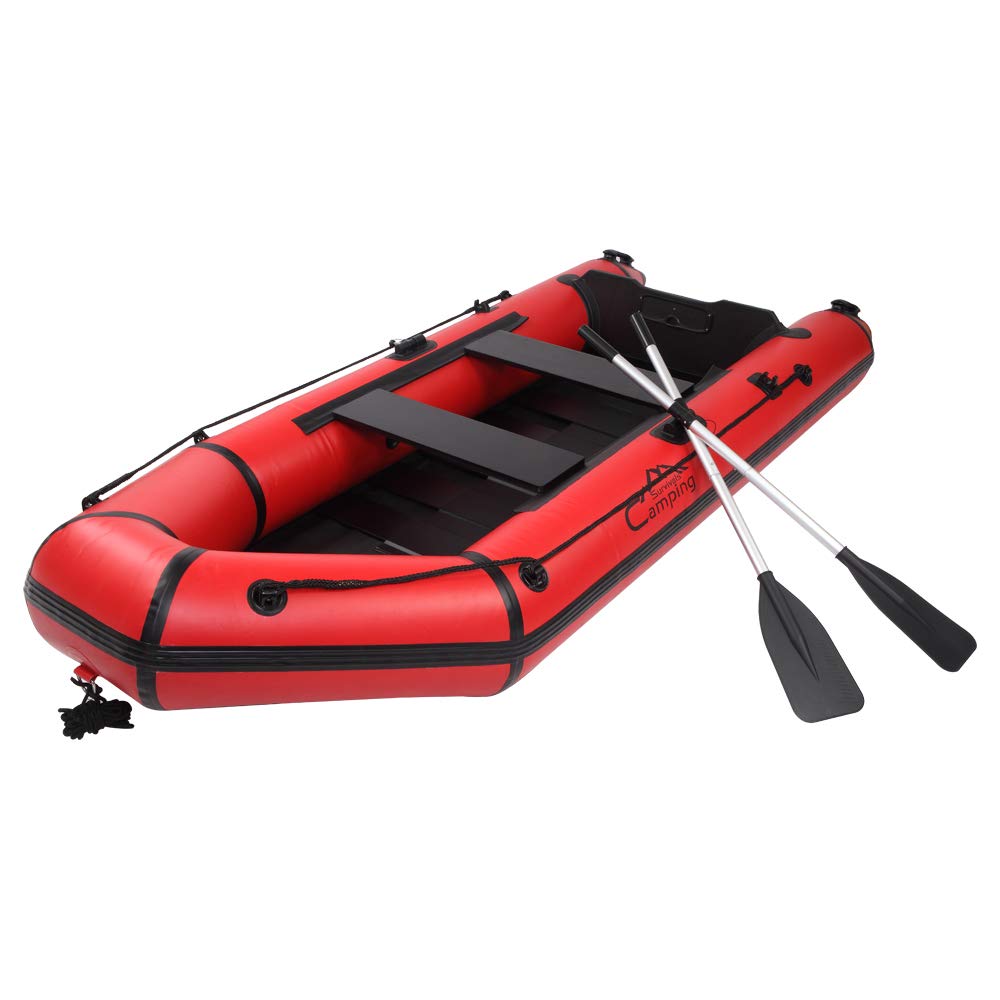 Kcelarec Inflatable Fishing Boat with Hard Bottom Floor - 3 Separate Air Chambers for Safety | Durable PVC Material for Lakes, Rivers & Ocean Fishing | Perfect for Camping, Family Outings & Water Sports