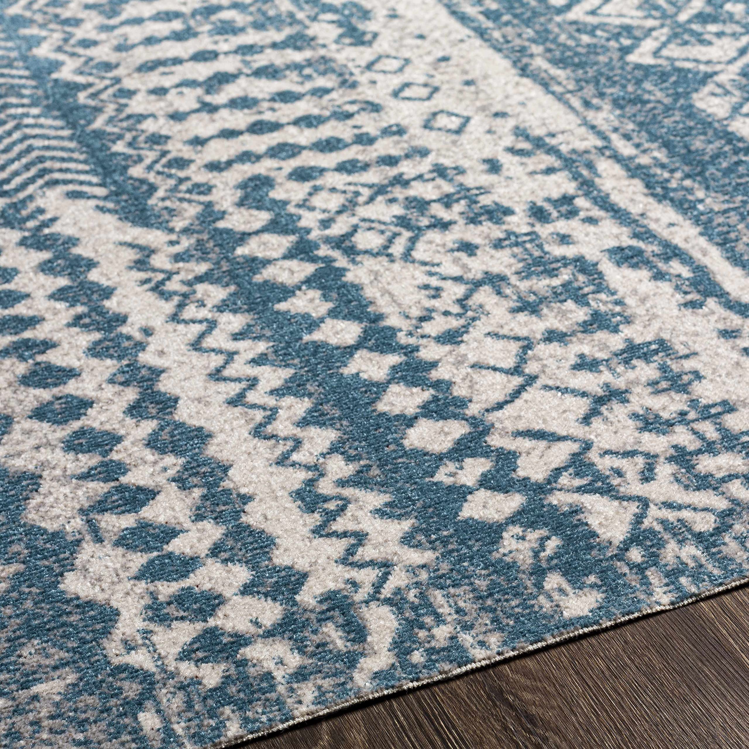 Hauteloom Fatsa Washable Area Rug - Blue & Gray Modern Design - 7'10