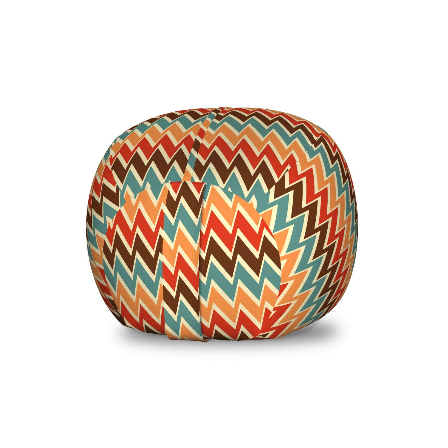 Ambesonne Bohemian Abstract Zig Zag Toy Storage Bag Chair - Washable Stuffed Animal Organizer for Kids Room, Small Multicolor - Perfect for Playroom Organization & Kids Bedroom Decor