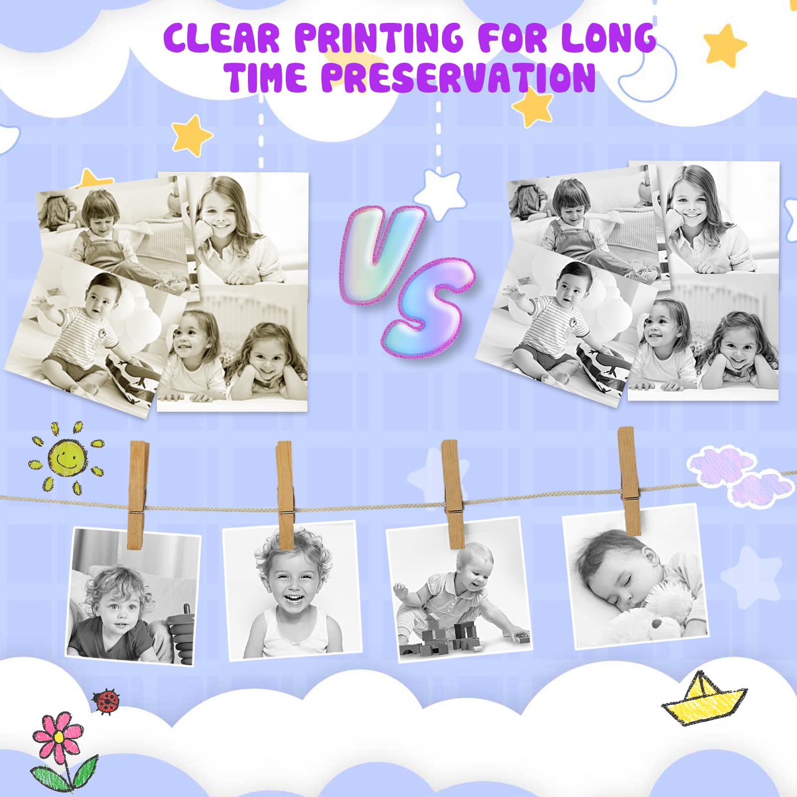 Kids Instant Print Camera with 6 Rolls of Print Paper - Fun & Easy-to-Use Toy Camera for Children's Birthday Parties, Travel & Creative Play