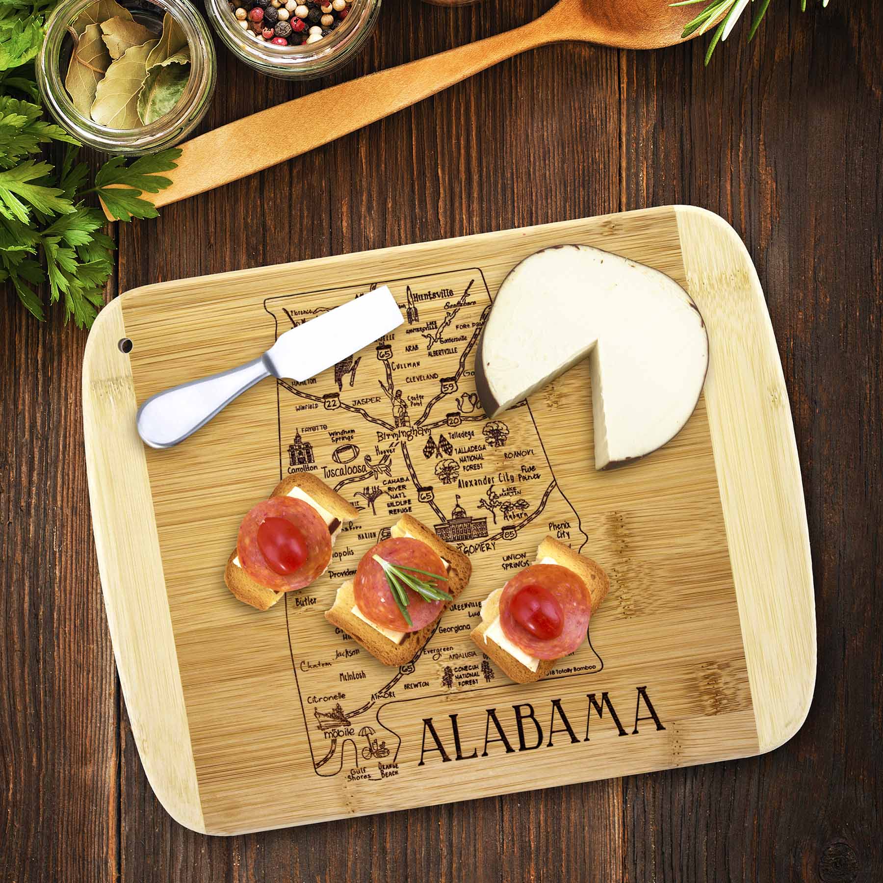 Premium Alabama Shaped Wood Cutting Board - 11