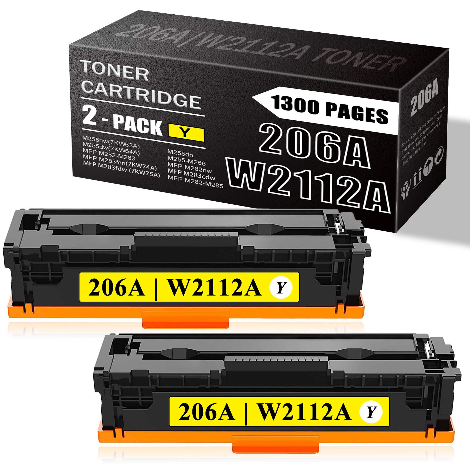 High Yield W2112A Toner Cartridge Replacement for HP Color Pro M255 M256 M282 M283 M285 Series - 2-Pack Yellow | Compatible with HP Printers | Perfect for Home Office & Small Business Printing