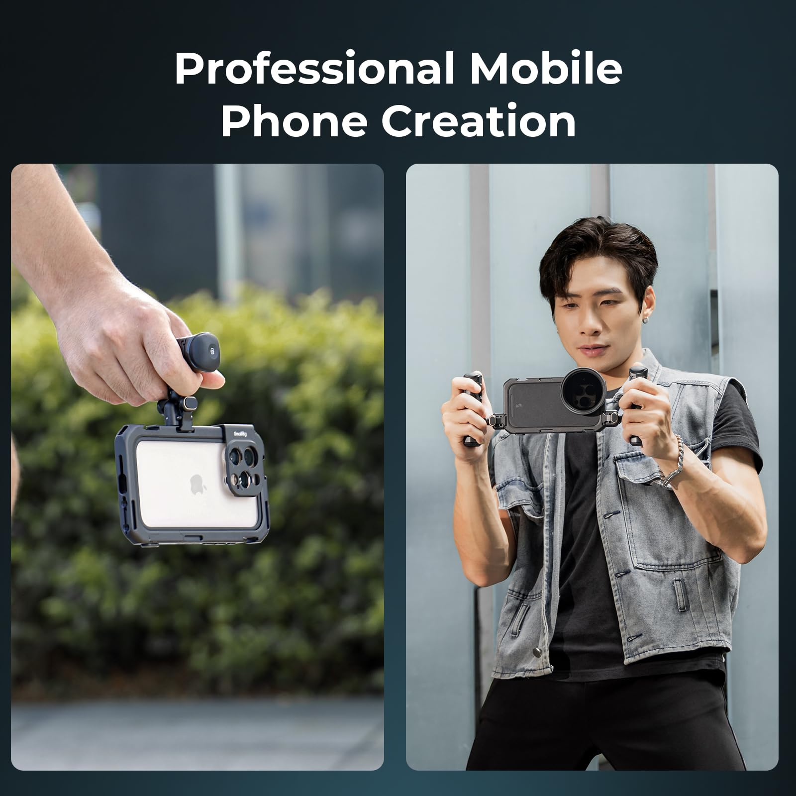 SMALLRIG iPhone 16 Pro Max Video Cage Kit - Dual Handheld Rig with Wireless Quick Release Side Handle for Professional Video Recording, YouTube, Live Streaming & Vlogging | Perfect for Content Creators, Filmmakers & Social Media Influencers
