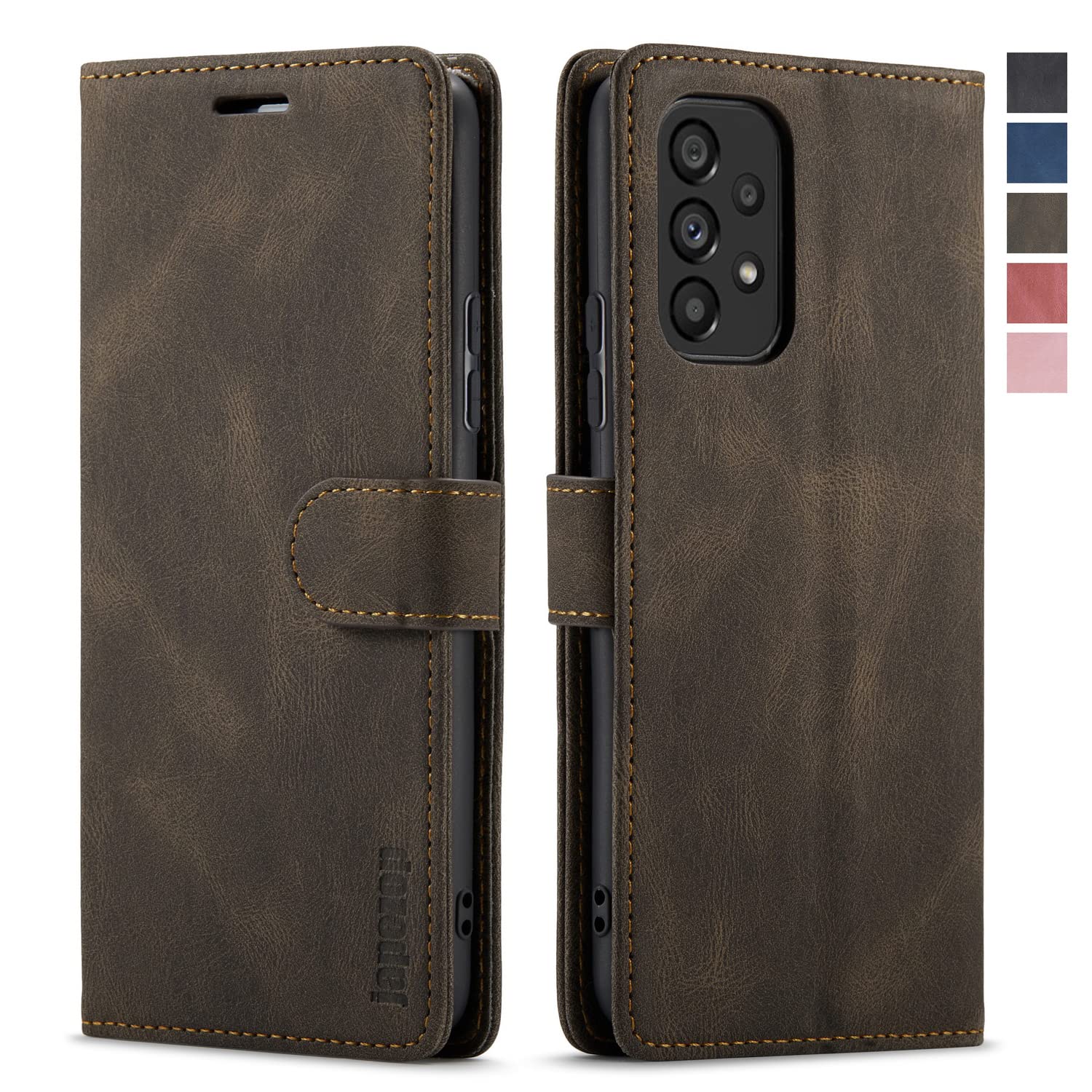 Samsung Galaxy A53 5G Leather Wallet Case with RFID Blocking, Card Holder & Magnetic Kickstand - Premium Flip Cover for 6.5