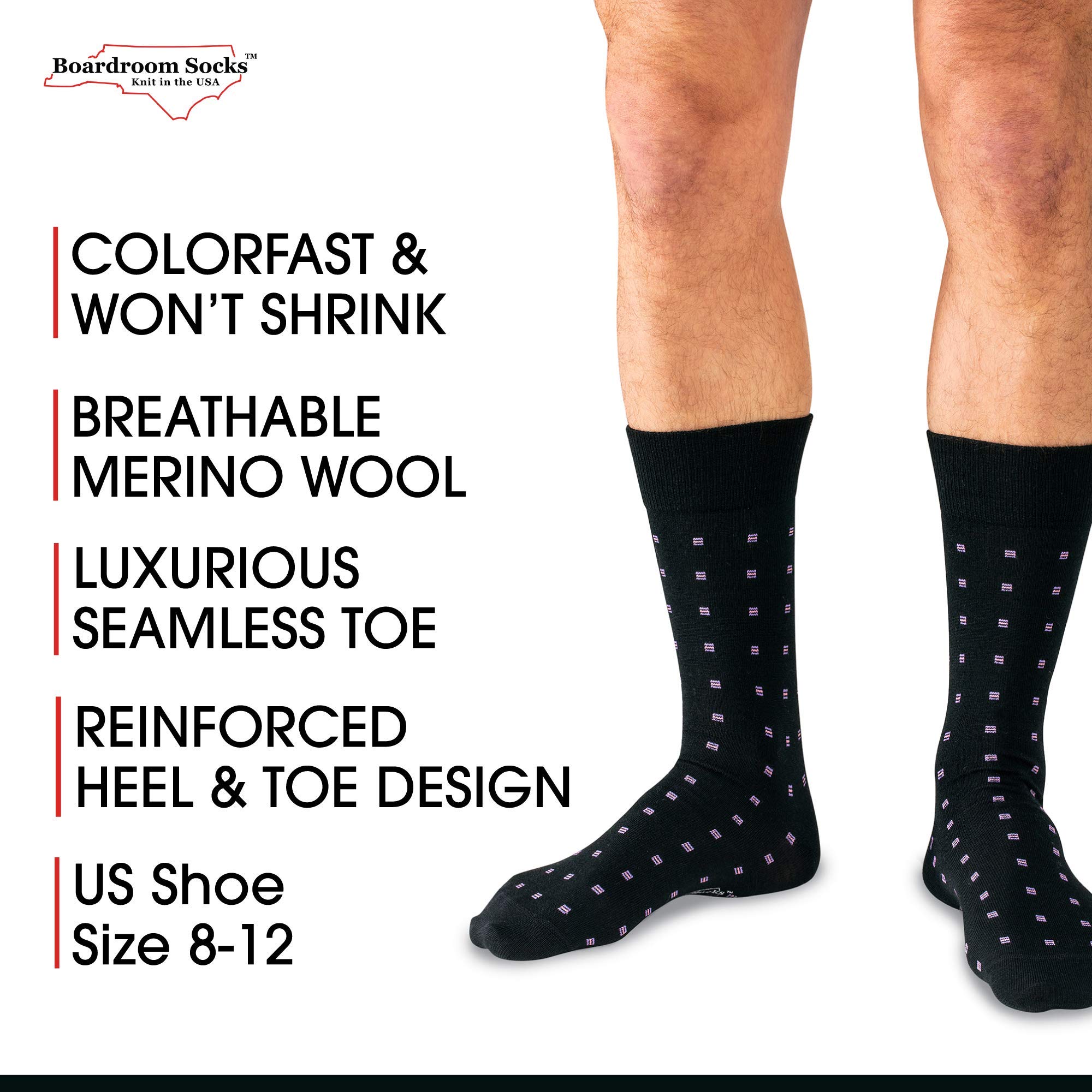 Premium Merino Wool Mid-Calf Dress Socks for Men - Stylish Patterned Casual & Formal Socks - Perfect for Office, Business, and Special Occasions