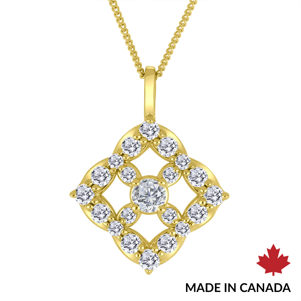 0.55 TCW Lab-Created Diamond Lattice Pendant Necklace in 10K Yellow Gold - Elegant Jewelry Gift for Women, Perfect for Anniversary, Birthday & Special Occasions