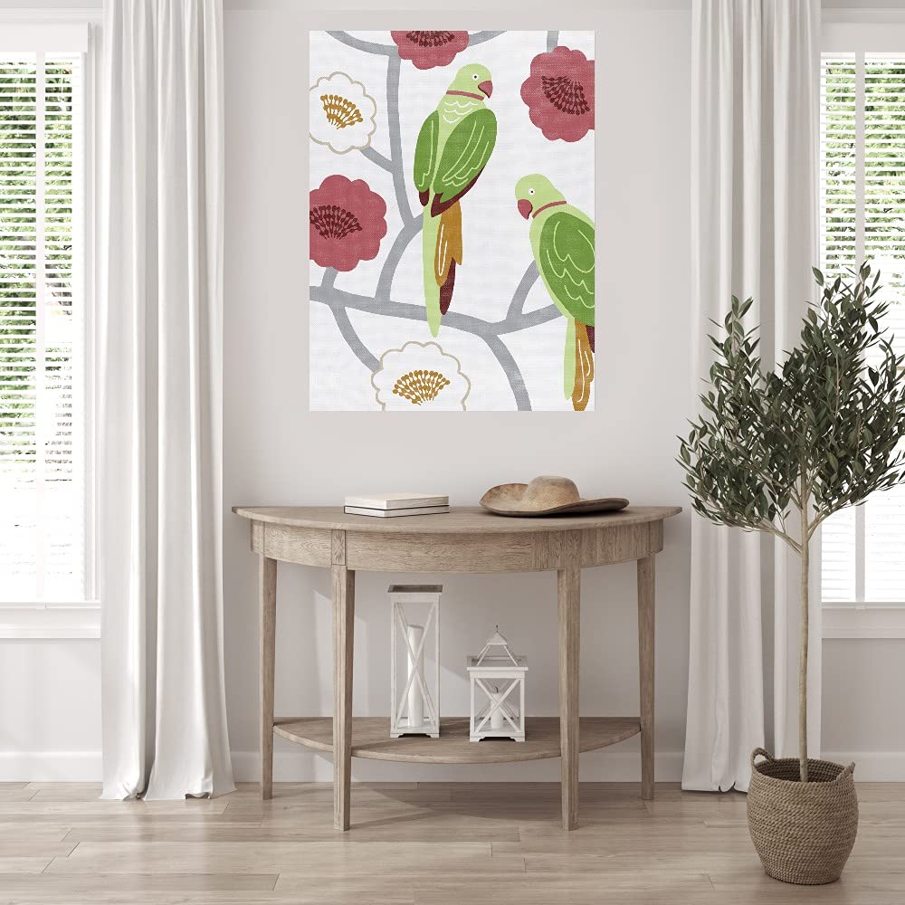 Fuglar Crimson Fine Art Canvas Wall Decor by Kristine Hegre - 24x32 Inch Ready-to-Hang Painting for Living Room, Bedroom, Office & More - Modern Home & Office Wall Art Decor