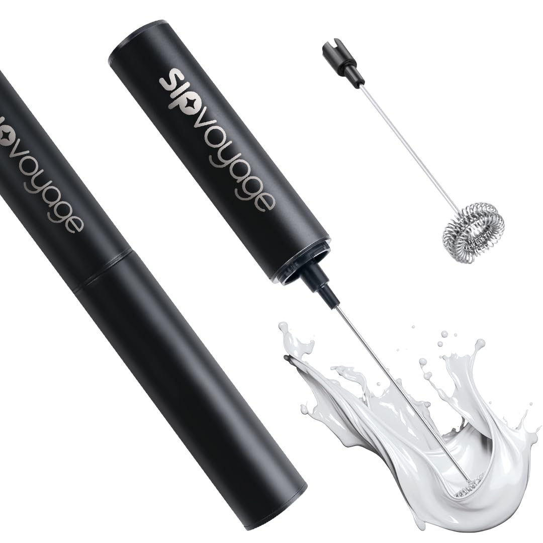 Rechargeable Milk Frother Handheld - 2 Whisks & 2 Speed Electric Coffee Frother for Latte, Cappuccino, Matcha - One Touch Drink Mixer for Home, Office, Coffee Shop (White)