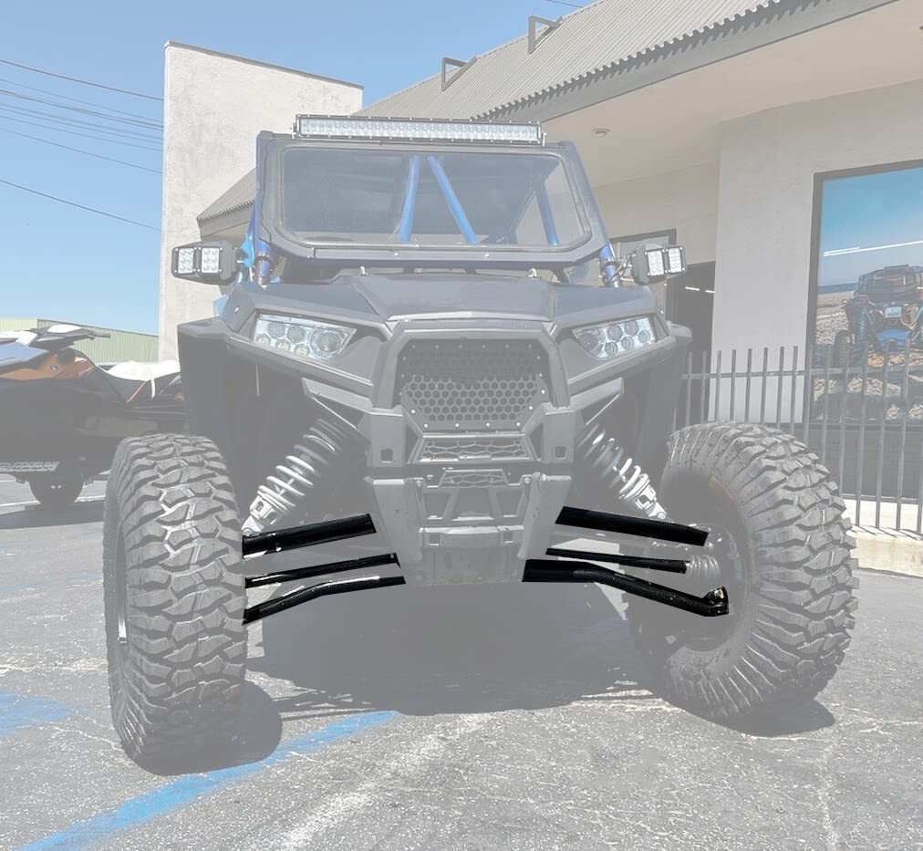 HECASA High Clearance Black Steel Front Upper & Lower A-Arms Compatible with 2014+ Polaris RZR XP 1000/4 1000 - Off-Road Suspension Upgrade for Enhanced Trail & Dune Performance