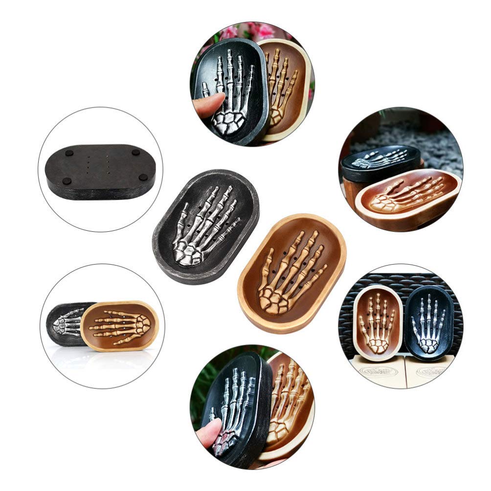 TOYANDONA 2-Piece Skeleton Hand Soap Dish - Halloween Resin Soap Tray for Bathroom Decor, Gothic Home Accessories | Perfect for Halloween Party, Spooky Decor & Bathroom Organization
