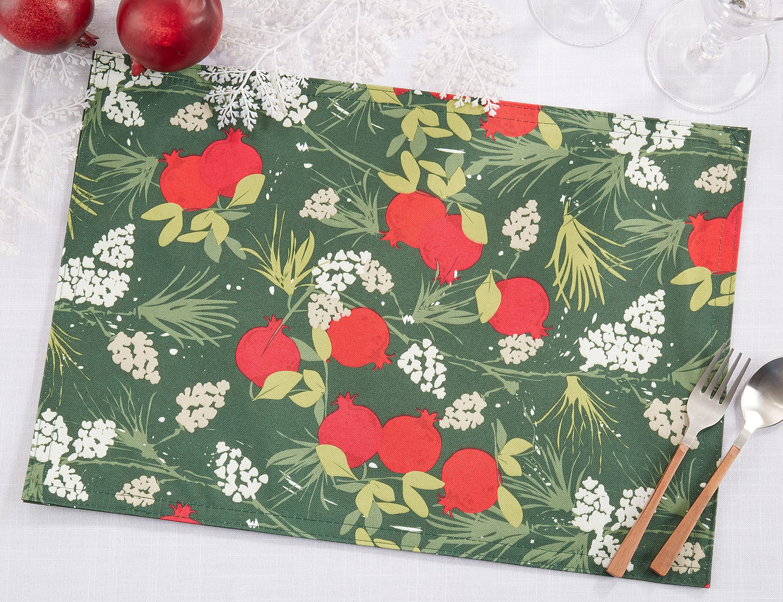Premium Holiday Pomegranate Placemats Set of 4 - Christmas Table Decor, Thanksgiving Dinner Mats, Festive Dining Accessories for Seasonal Celebrations & Home Decor