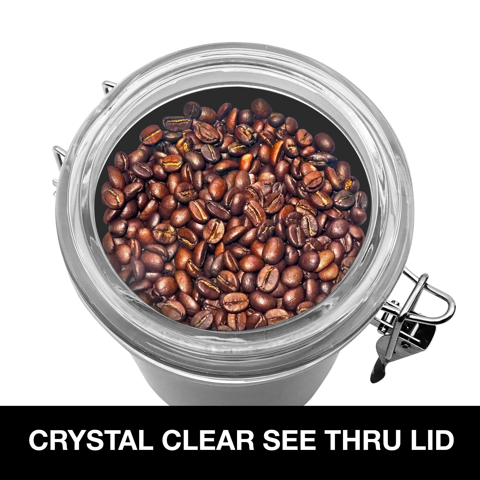 OGGI 26 fl oz Stainless Steel Kitchen Canister with Airtight Clamp Lid & Clear See-Through Top - Perfect for Coffee, Tea, Sugar, Flour & Spice Storage - Ideal for Pantry, Countertop & Kitchen Organization (5