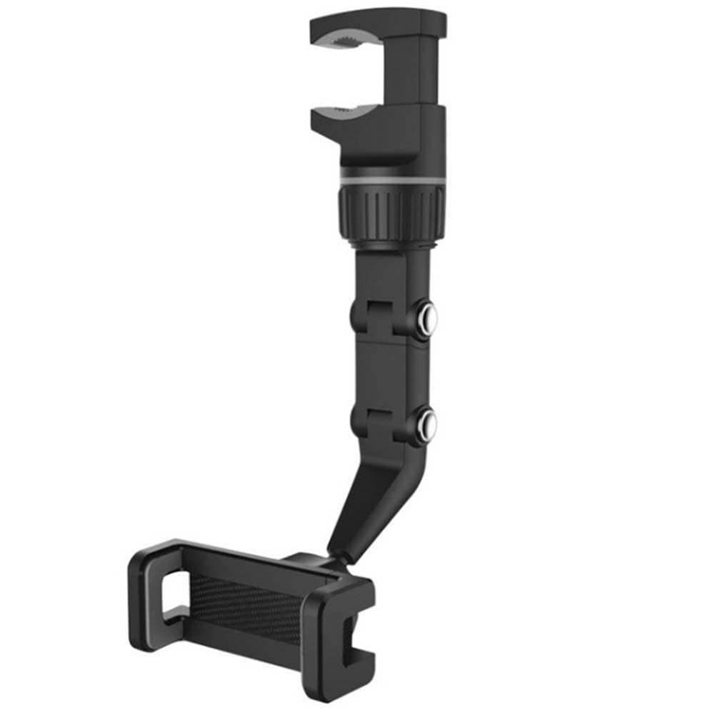 360° Rotating Universal Car Phone Mount Holder - Adjustable Rearview Mirror Phone & GPS Stand for iPhone, Samsung, All Smartphones - Perfect for Hands-Free Driving, Navigation & Video Calls (Black)