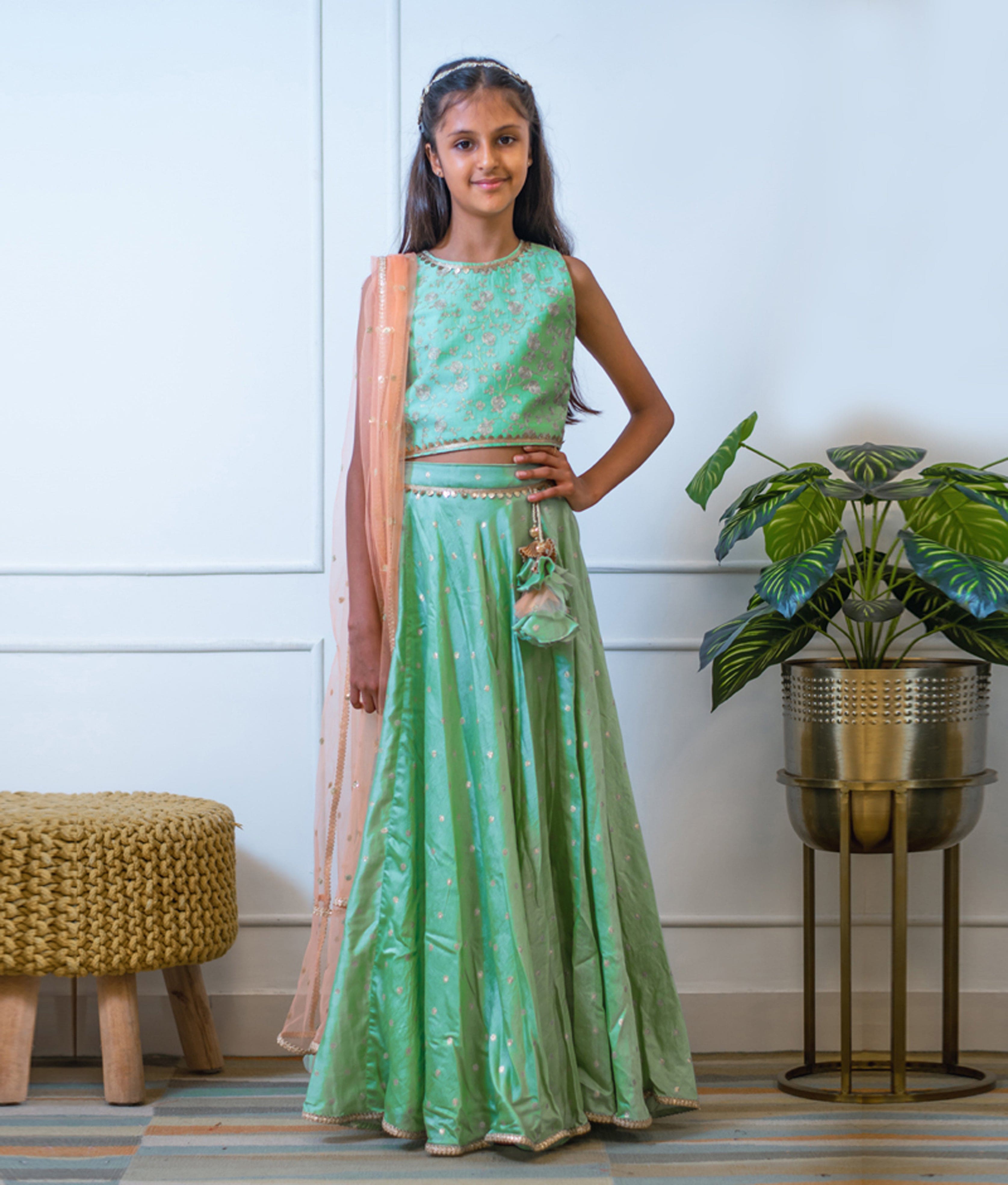 Graceful Green Lehenga Set for Girls | Indian Traditional Dress for Weddings & Festivals | Pre-Order Now for Special Occasions