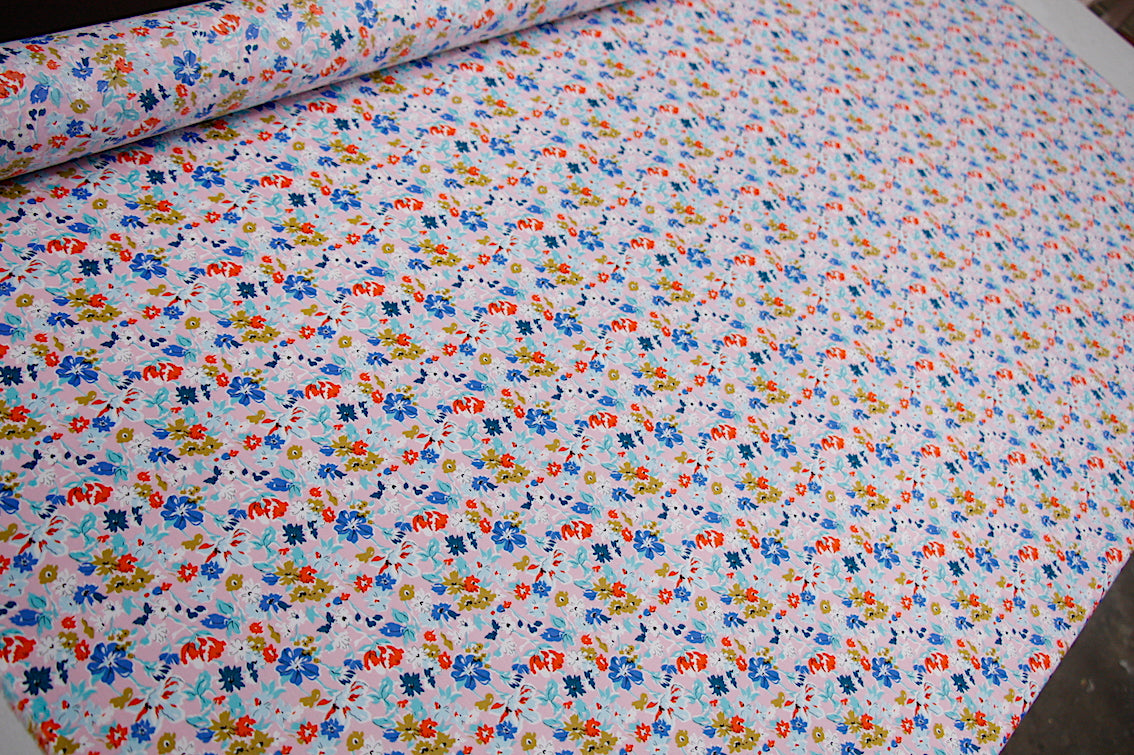 California Bloom Pink Tana Lawn - Lightweight Cotton Fabric for Dresses, Skirts & Blouses - Perfect for Summer Fashion & DIY Sewing Projects
