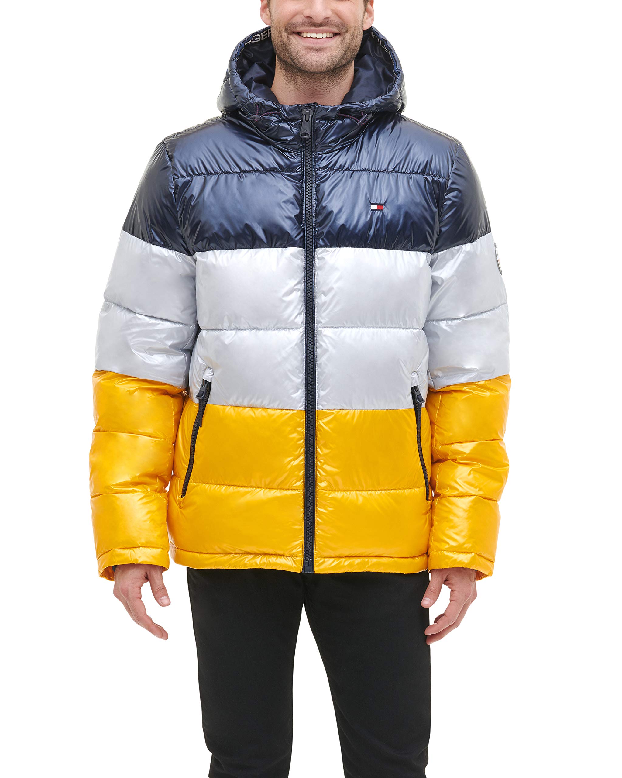 Tommy Hilfiger Men's Hooded Puffer Jacket for Winter - Lightweight Warm Quilted Coat (Standard & Big & Tall Sizes) | Outdoor Activities, Casual Wear & Cold Weather Protection