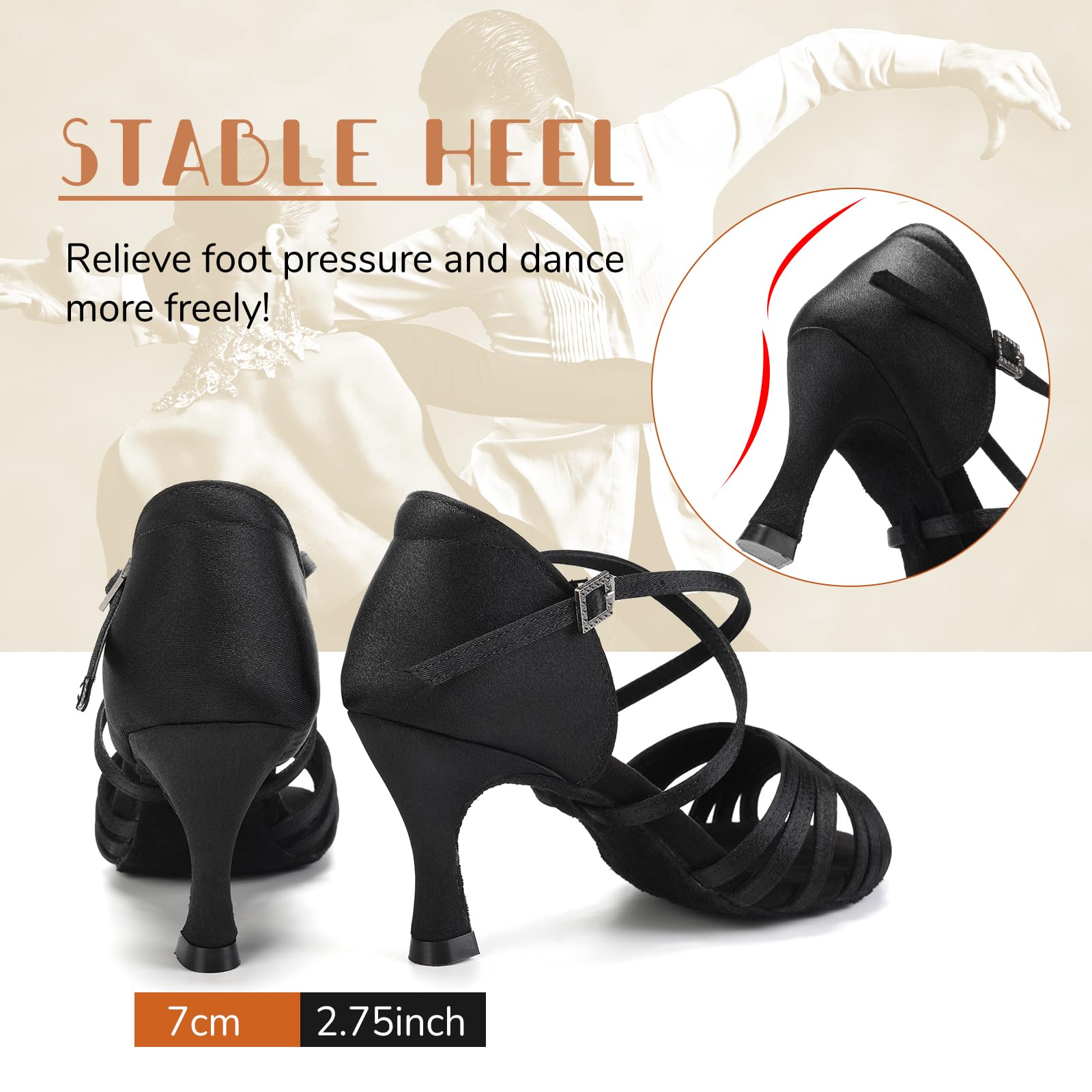 SWDZM Women's Professional Latin Dance Shoes Satin Ballroom Salsa Shoes for Practice & Performance, Perfect for Weddings, Parties, and Competitions