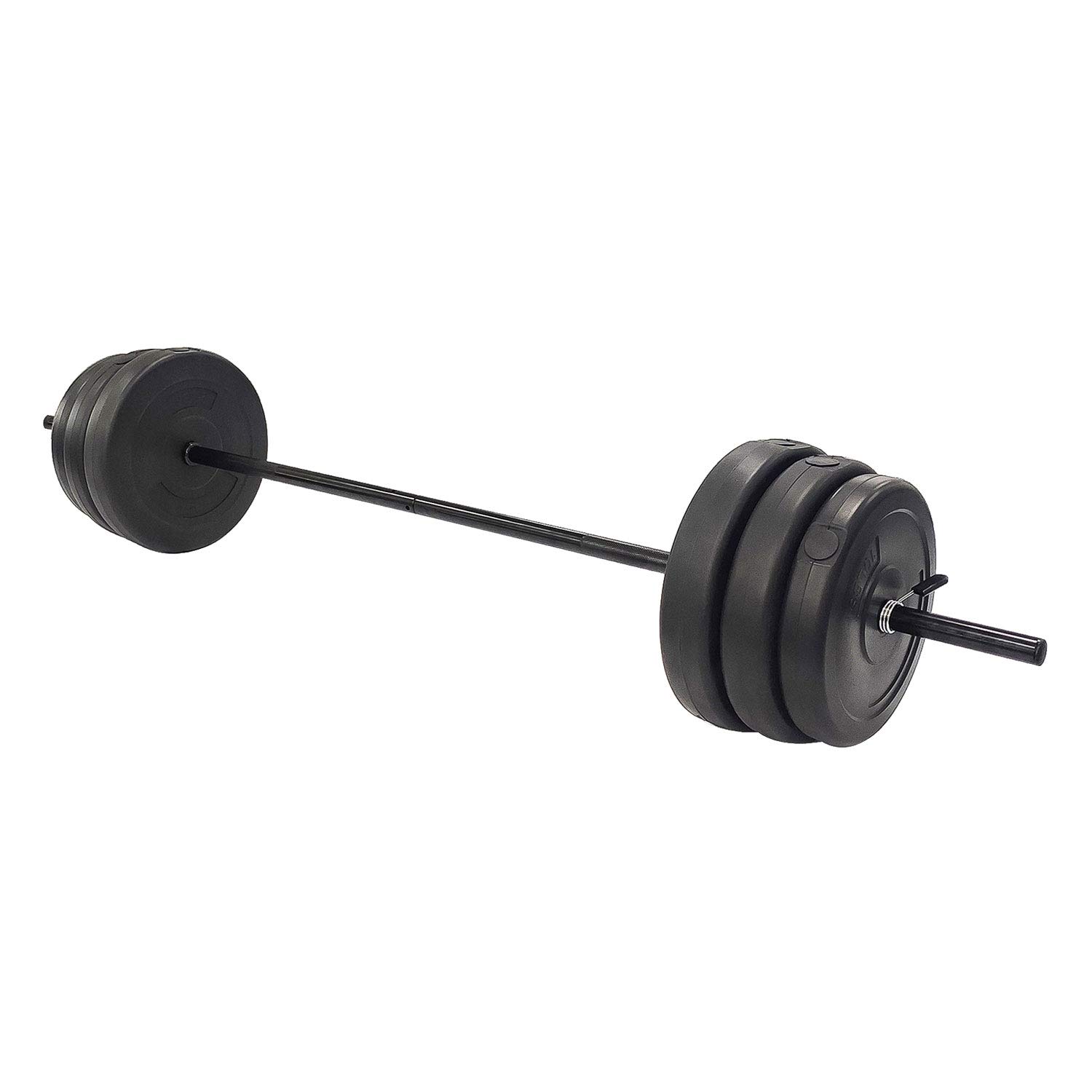 100 lbs Steel Barbell & Vinyl Coated Weight Lifting Set for Home Gym, Strength Training, and Fitness Workouts - Perfect for CrossFit, Bodybuilding, and Muscle Building