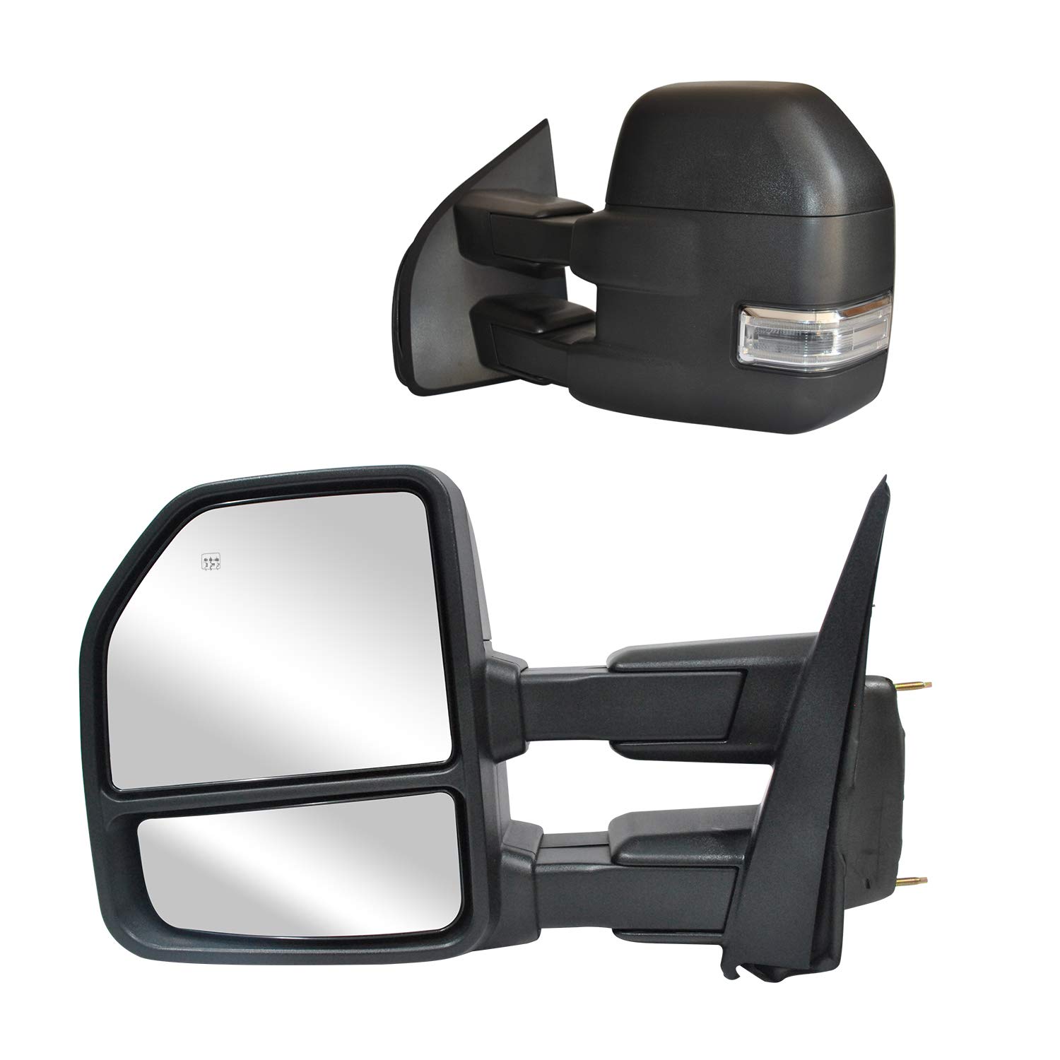WLLW Power Heated Towing Mirrors with Turn Signal Light for Ford F150 (2015-2020) - Black Housing | Enhanced Visibility & Safety for Pickup Trucks