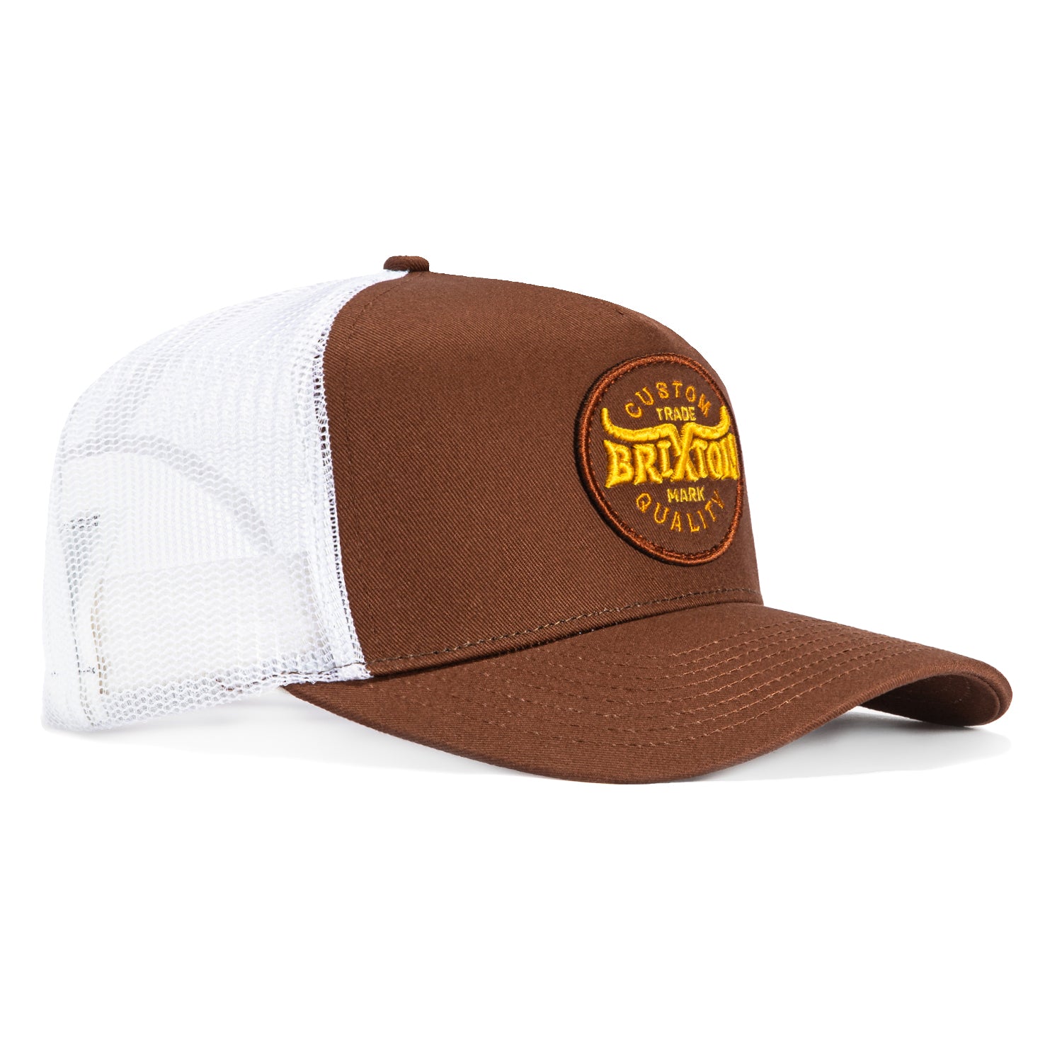 Brixton Gibson Mesh Snapback Trucker Hat - Brown & White | Adjustable Baseball Cap for Men & Women | Perfect for Outdoor Activities, Sports & Casual Wear
