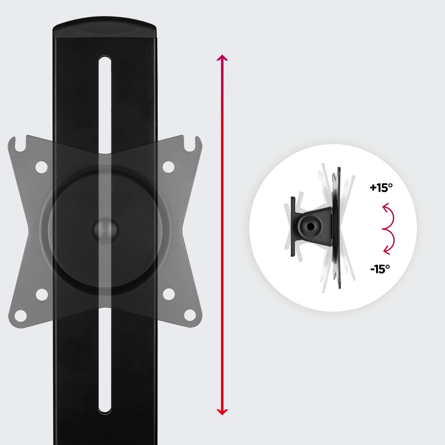 Duronic DM12X1 Low Profile Monitor Arm Stand - Single LCD LED Desk Mount Bracket for 17-30 Inch Screens with 360° Rotation & ±15° Tilt - Perfect for Home Office, Gaming & Workspace Ergonomics