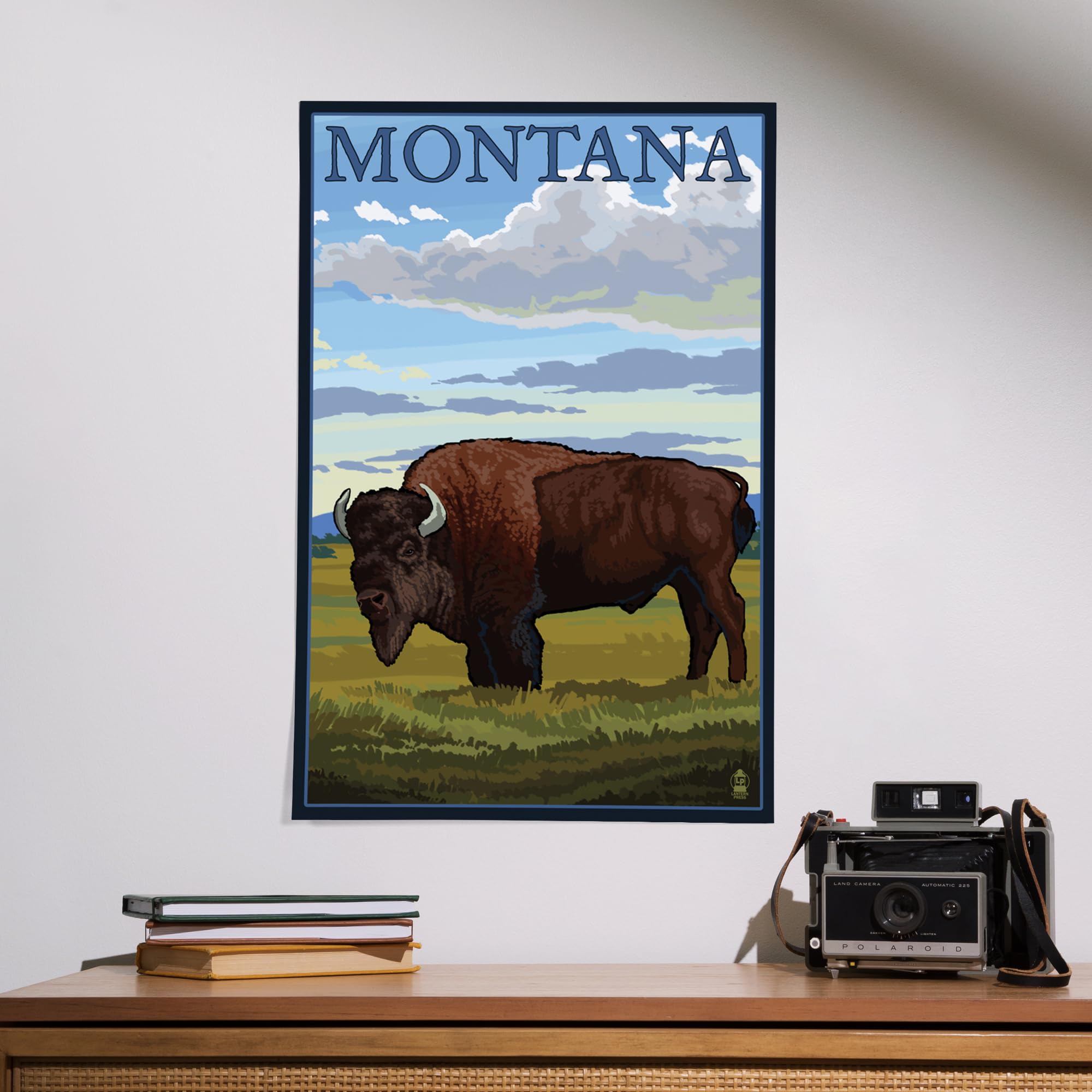 Lantern Press 16x24 Inch Giclee Art Print - Montana Bison Landscape Wall Decor for Living Room, Bedroom & Office | Premium Wildlife Artwork