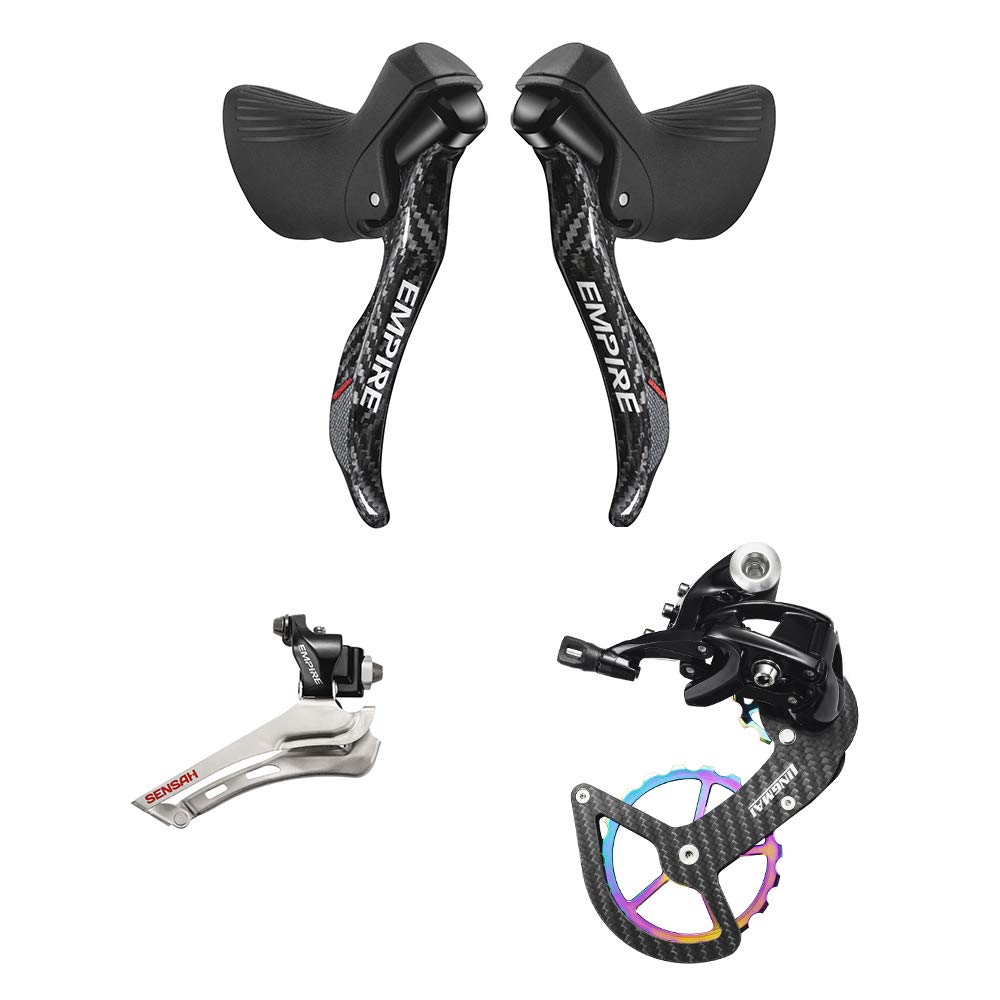LINGMAI SENSAH Empire Pro GS STI 11/12 Speed Road Bike Shifters with Shift Cable - Double Speed Lever Brake Bicycle Derailleur Groupset for Cycling, Racing & Commuting