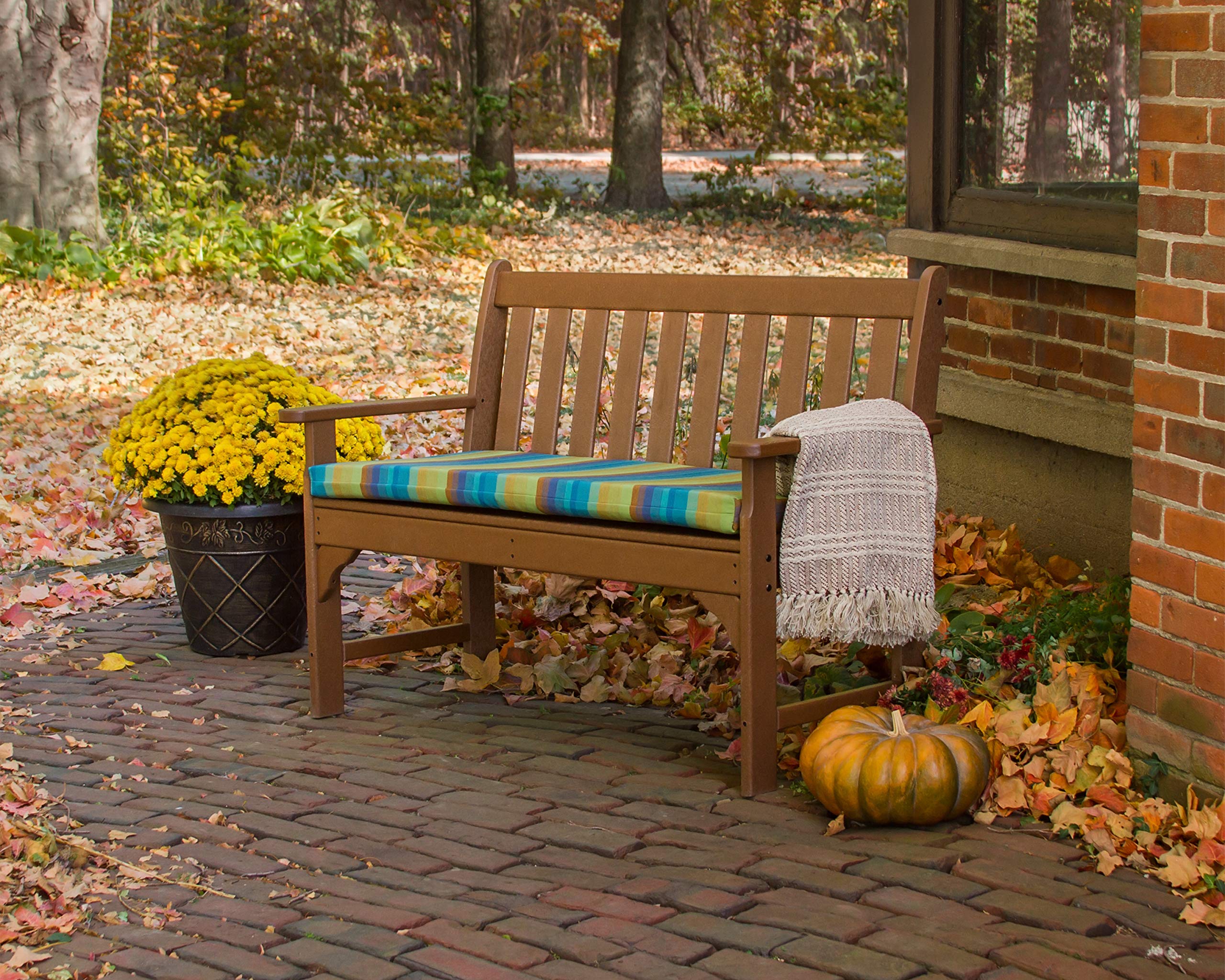 POLYWOOD GNB48MA 48-Inch Vineyard Outdoor Bench in Mahogany - Durable & Weather-Resistant Patio Furniture for Garden, Deck, and Backyard
