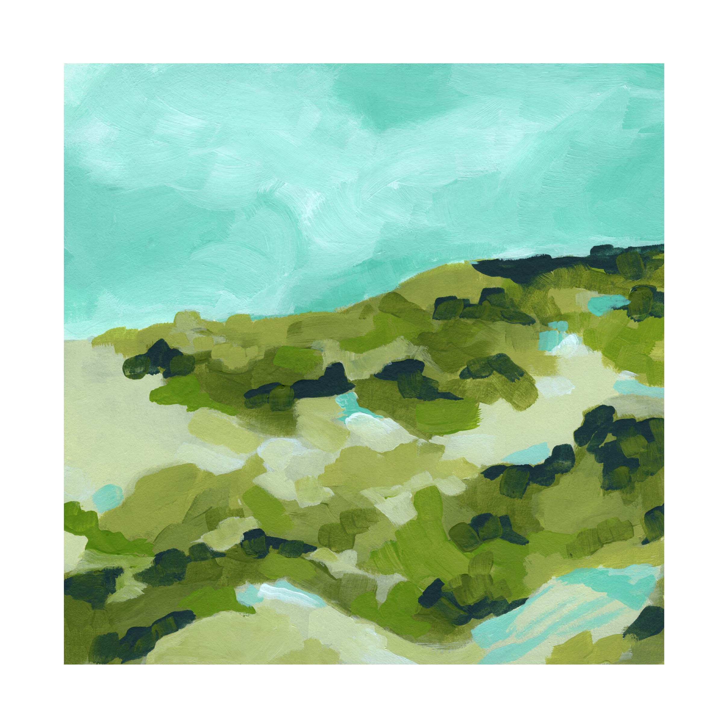 June Erica Vess 'Spring Hillside II' Canvas Wall Art Print - Landscape Nature Painting for Living Room, Bedroom & Office Decor