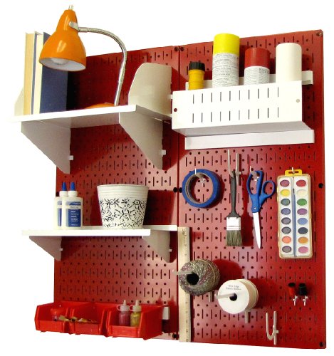 Red Pegboard White Accessories