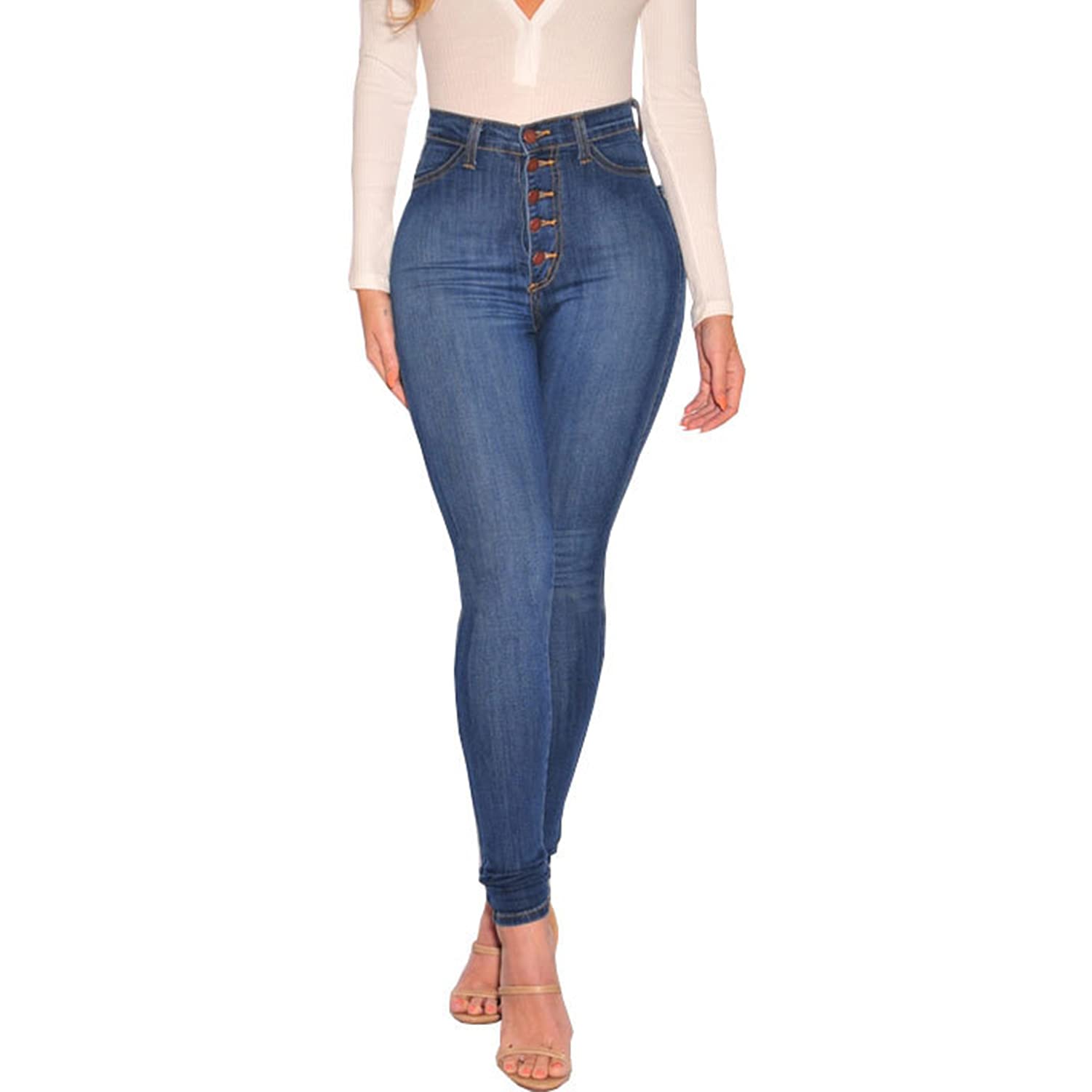 KUNMI Women's High Waist Stretch Skinny Jeans - Curvy Fit, Butt Lifting, Colombian Style for Casual Wear & Night Out