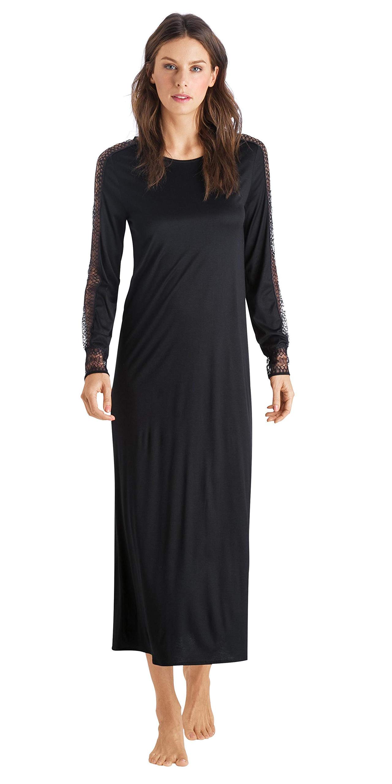 HANRO Women's Amanda Long Sleeve Nightgown - Soft Cotton Sleepwear for Comfortable Nights & Relaxing at Home
