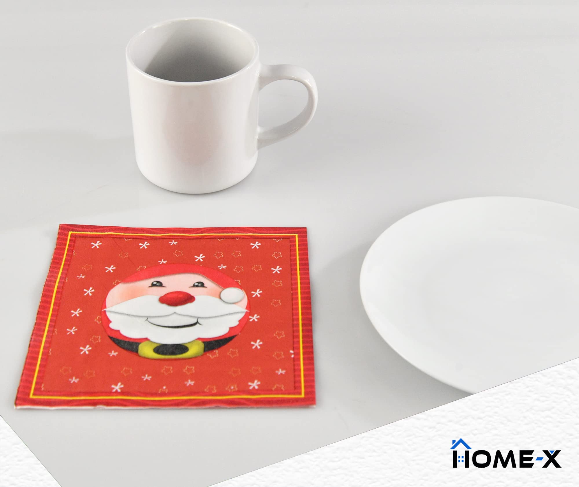 Santa Christmas Paper Napkins - 48 Pack Red Holiday Disposable Napkins 6.5 Inch for Xmas Party, Buffet, Cocktail & Dinner | Cute Festive Tableware for Luncheon, Home Decor & Gift Wrapping