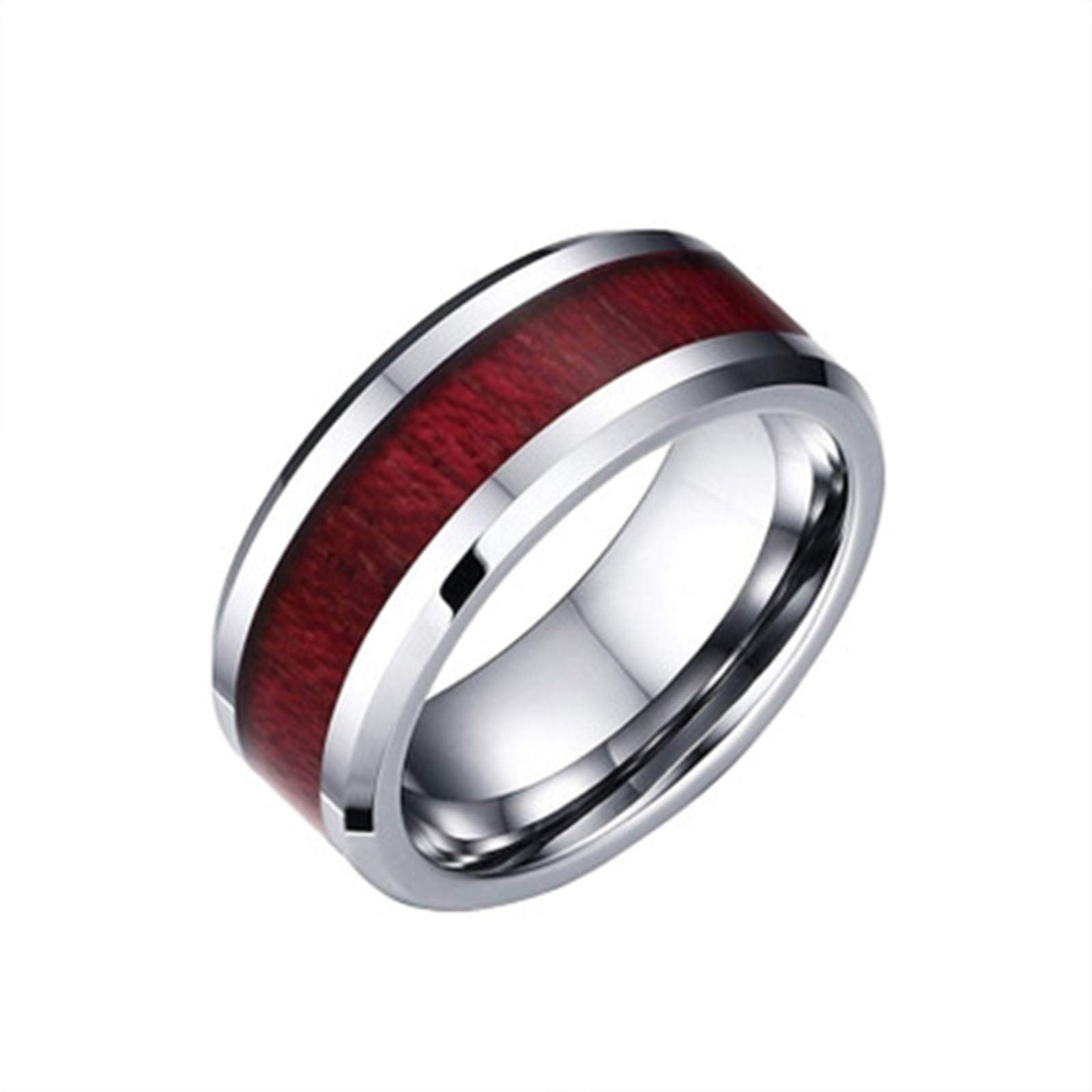 AluiaiLP Couple Rings Set - Wood Grain Titanium Steel Heart Design, 3-Layer Wedding Bands for Valentine's Day, Anniversary & Engagement - Stainless Silver Fashion Jewelry Gifts for Him & Her - Perfect for Romantic Dates, Proposals and Special Occasions