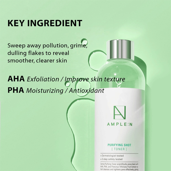 AMPLE:N Purifying Shot Toner 600ml - Hydrating Facial Mist for Glowing Skin | Korean Skincare for Dry & Sensitive Skin | Perfect for Daily Use & Travel Skincare Routine