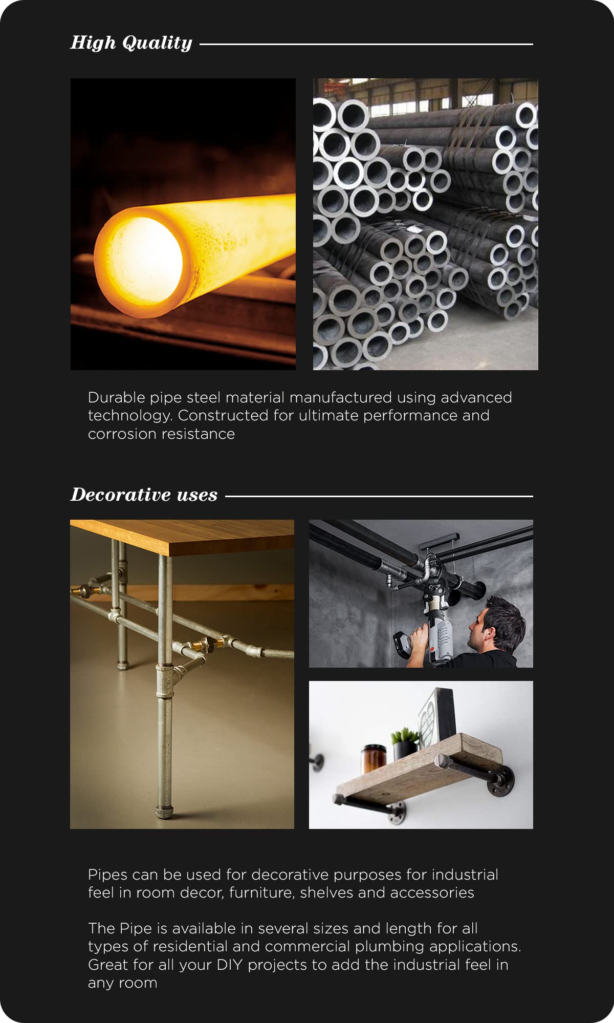 Everflow Supplies PCGL4048 Pre-Cut Silver Pipe - Durable Plumbing Solution for Home Repairs & DIY Projects