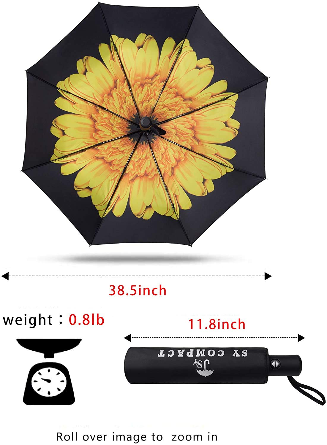 SY COMPACT Travel Umbrella - Windproof Automatic Open Close Umbrella with UV Protection - Perfect for Commuting, Business Travel & Outdoor Activities