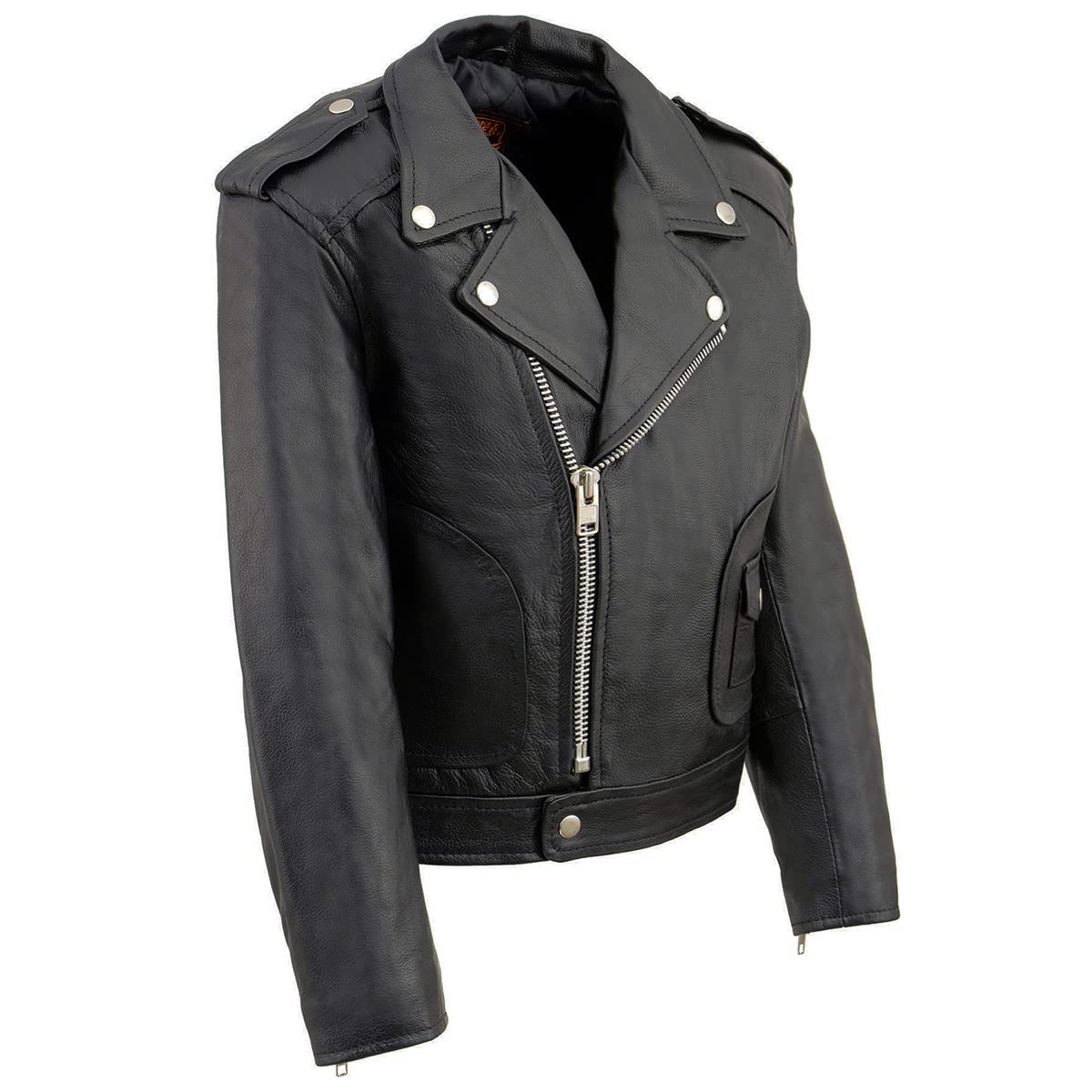 Milwaukee Leather LKK1920 Boys Black Classic Biker Jacket with Patch Pockets | Motorcycle Riding Jacket for Teens & Youth | Perfect for Riding, Casual Wear & Outdoor Activities