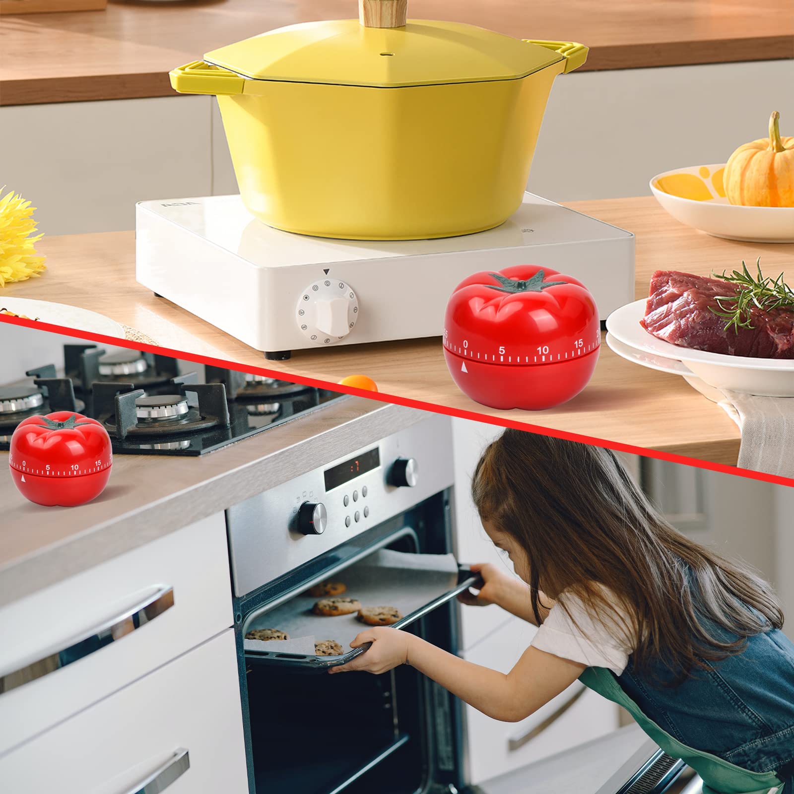 Tibapla 60-Minute Mechanical Kitchen Timer - Fun Pomodoro Countdown Timer for Learning, Playing & Cooking - Perfect for Baking, Studying & Time Management