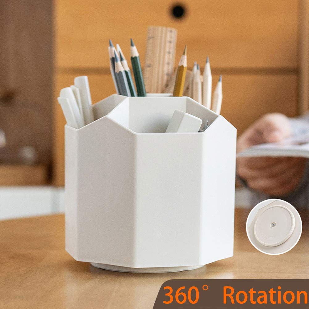 5-Compartment White Desktop Organizer with Pencil Holders - Office & School Supplies Caddy for Pens, Colored Pencils & Art Brushes - Perfect Teacher Gift, Classroom & Home Office Organization Solution