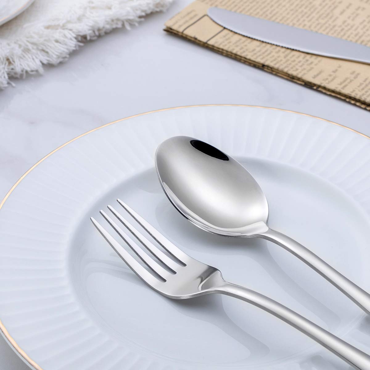 20-Piece Stainless Steel Silverware Set for 4 - Modern Flatware Cutlery Set with Forks, Spoons & Knives - Mirror Polished, Dishwasher Safe - Perfect for Restaurants, Dinner Parties & Everyday Dining