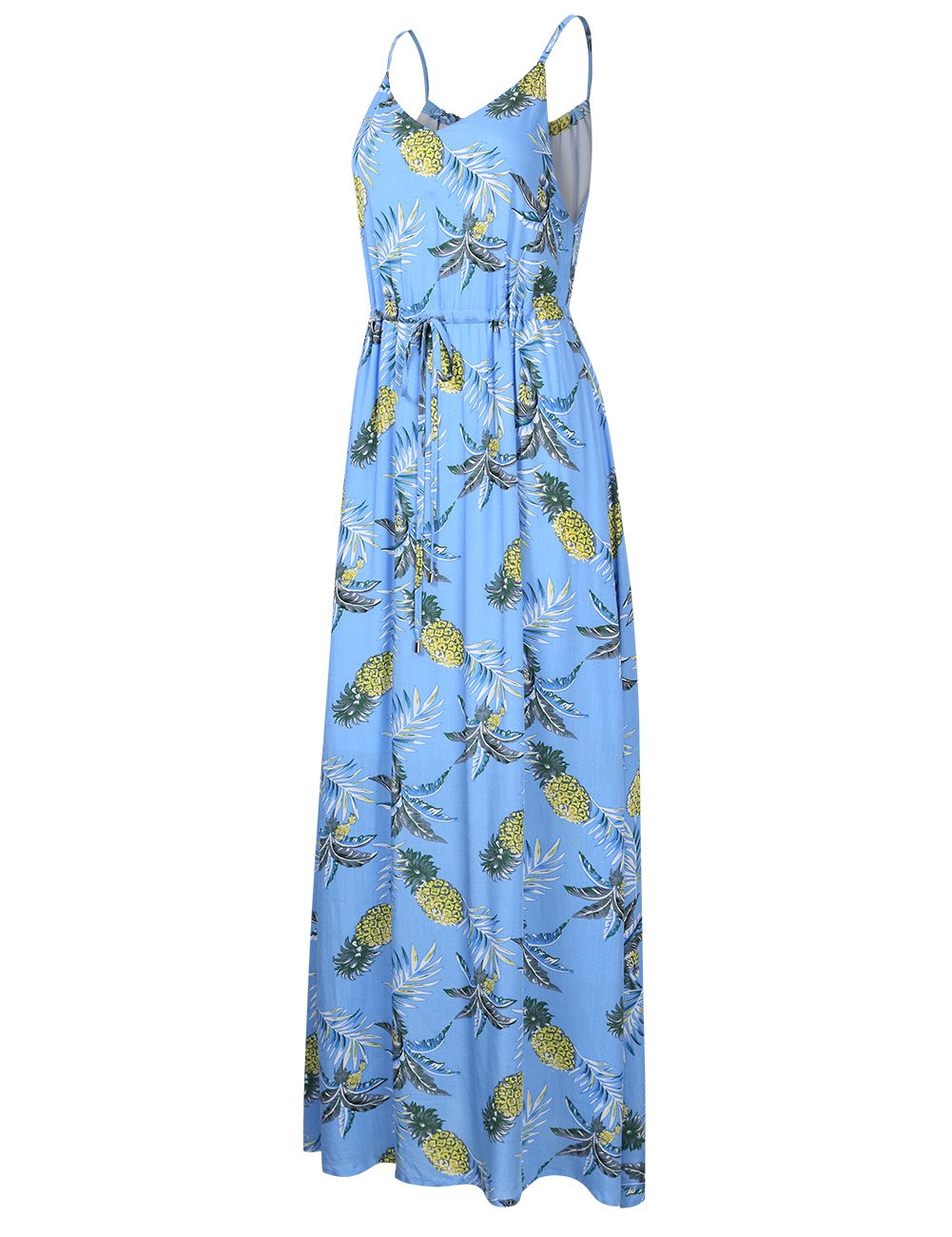 Women's Floral Maxi Dress with V-Neck and Adjustable Straps - Lightweight Summer Beach Dress for Vacation, Pool Party, and Casual Outings