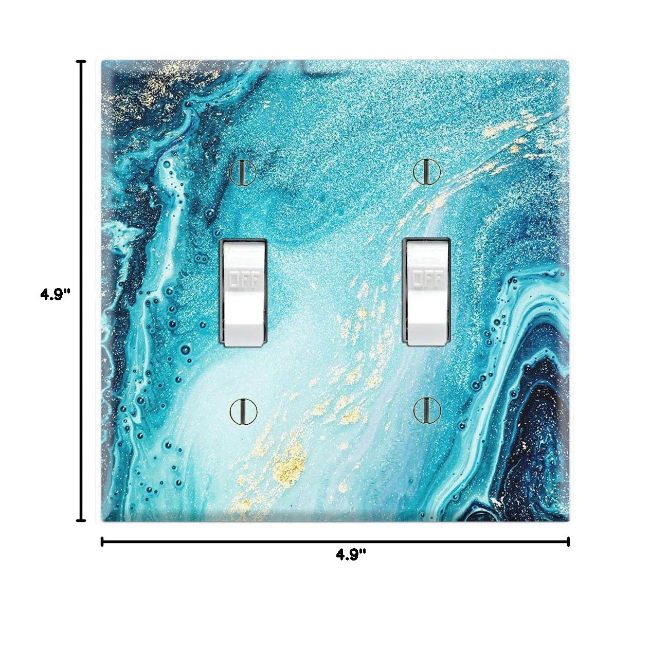 Abstract Blue Crystal River Marble Art Print Wall Plates - Decorative Double Toggle Switch Cover - Perfect for Living Room, Bedroom & Office Decor