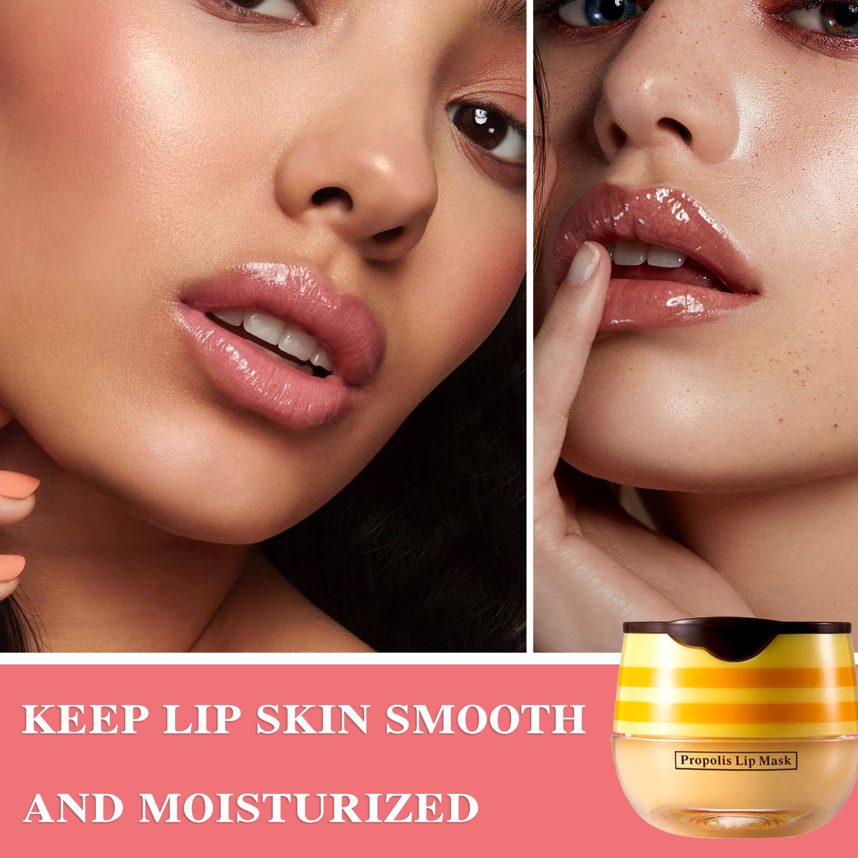 Honey Lip Balm for Dry Lips - Hydrating & Moisturizing Lip Care with Applicator - Perfect for Night Use & Cracked Lips