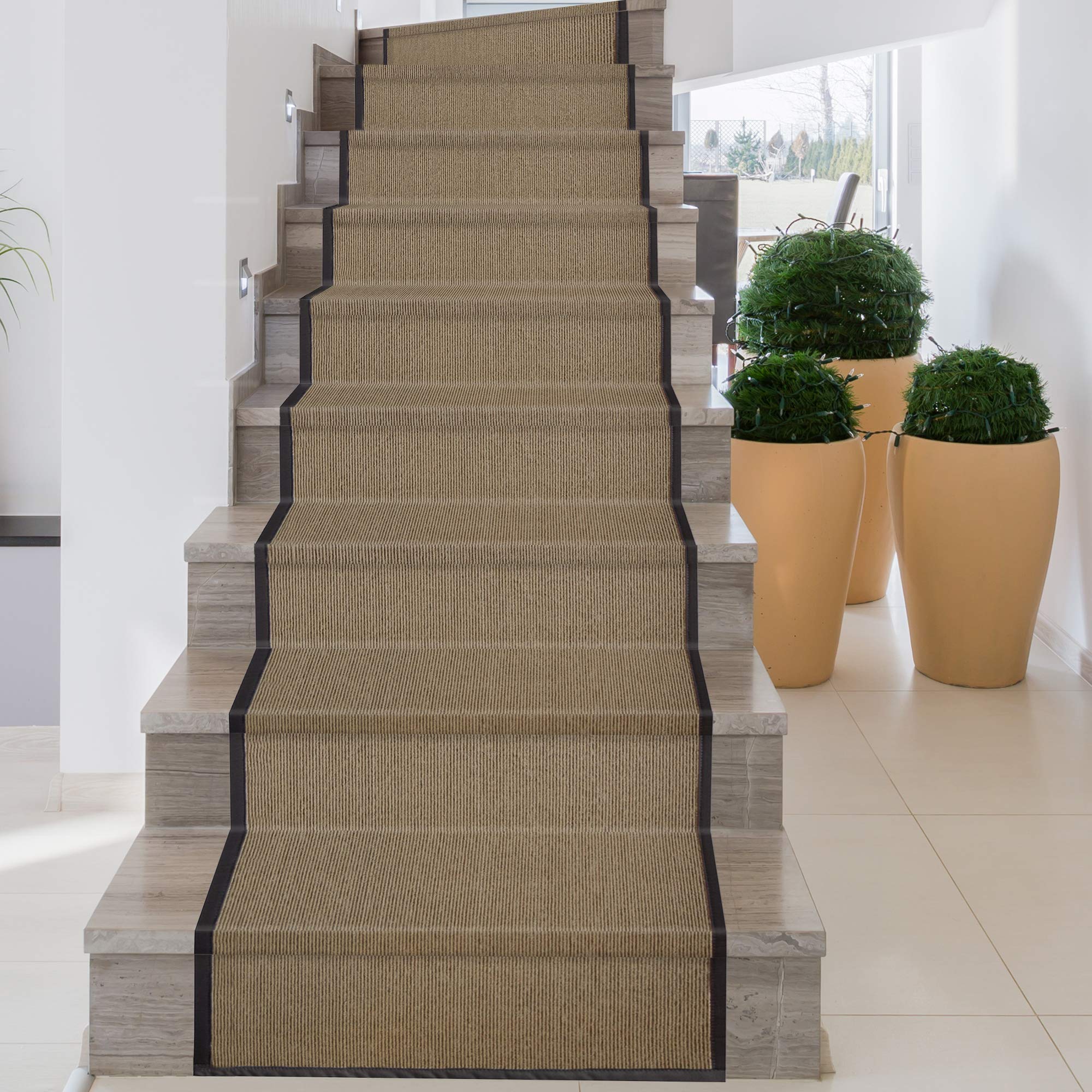 Premium Synthetic Sisal Area Rug - Soft, Stain Resistant & Easy to Clean - Chocolate Brown 5x8 Feet - Perfect for Living Room, Bedroom or Office Decor